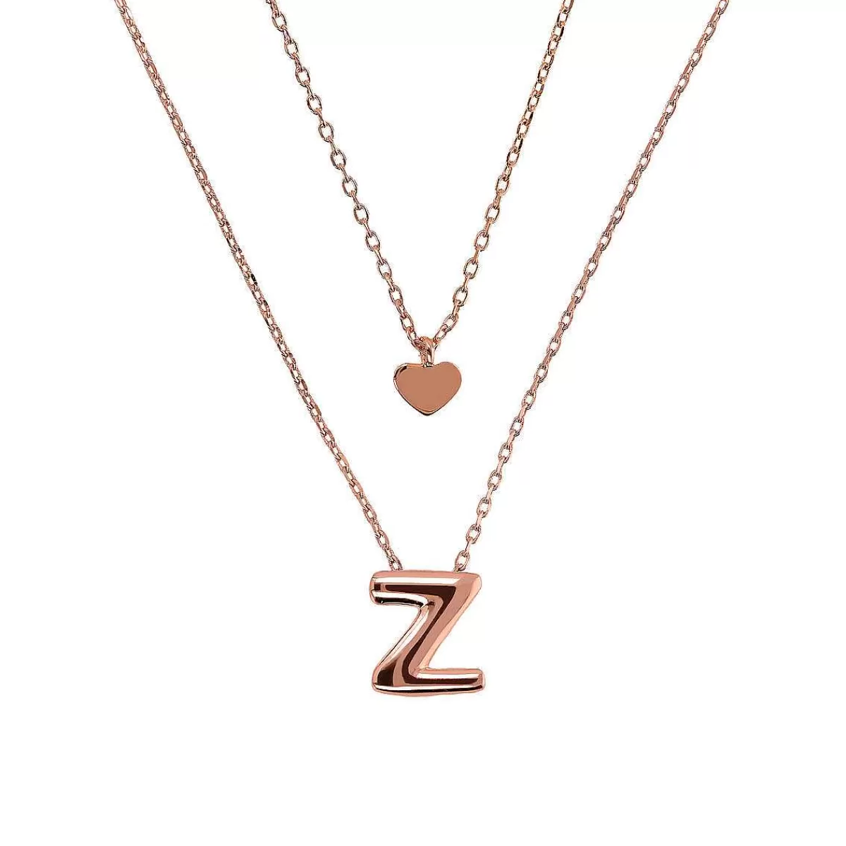Store Collana Multifilo Catena Forzatina Graduata Con Ciondolo Cuore E Ciondolo Lettera Collane