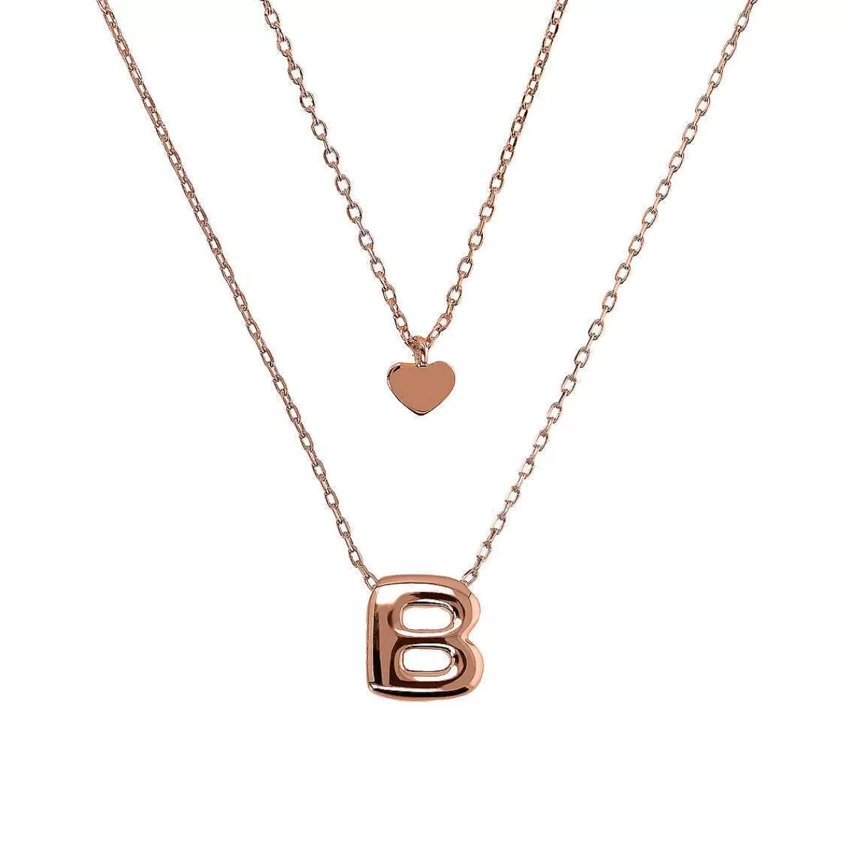 Store Collana Multifilo Catena Forzatina Graduata Con Ciondolo Cuore E Ciondolo Lettera Collane