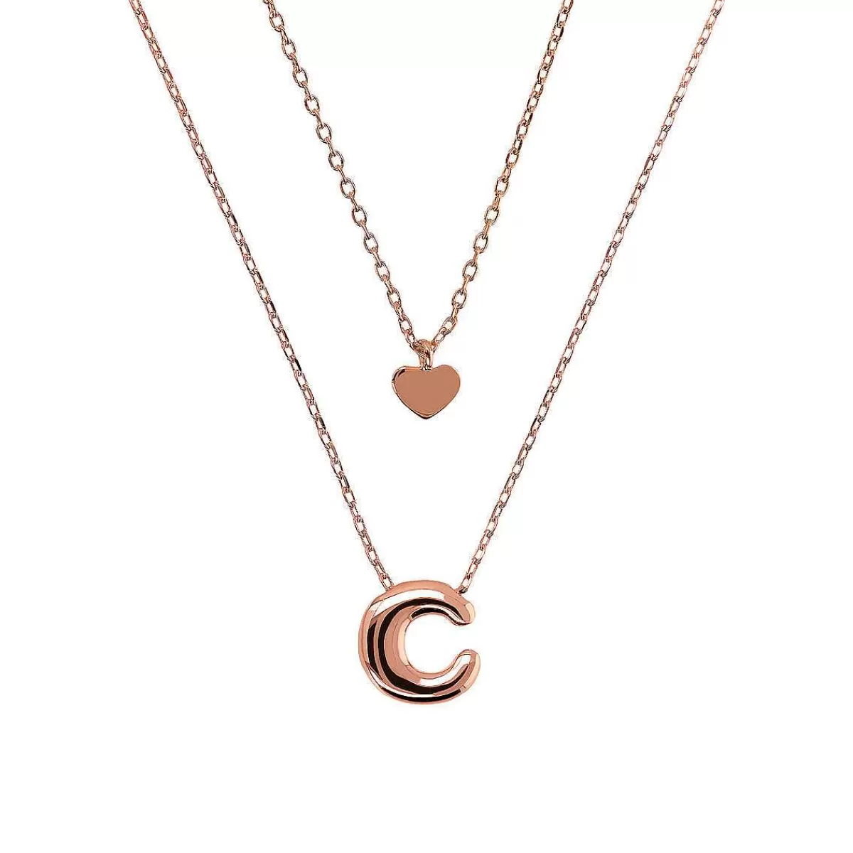 Store Collana Multifilo Catena Forzatina Graduata Con Ciondolo Cuore E Ciondolo Lettera Collane