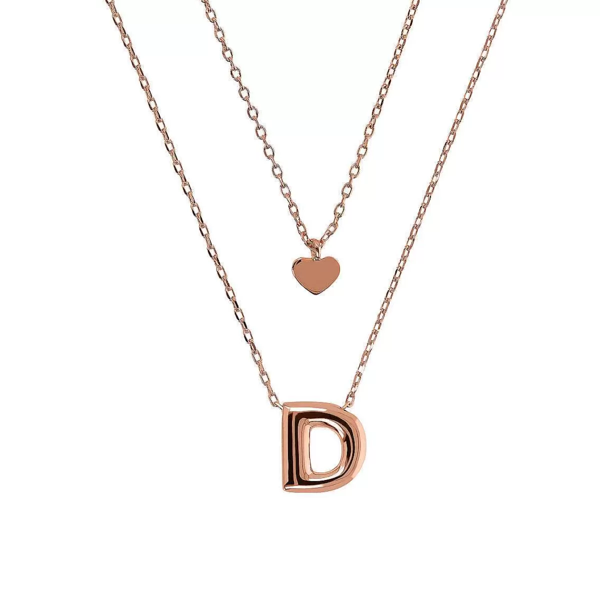 Store Collana Multifilo Catena Forzatina Graduata Con Ciondolo Cuore E Ciondolo Lettera Collane