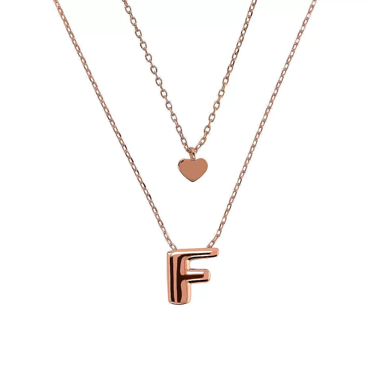 Store Collana Multifilo Catena Forzatina Graduata Con Ciondolo Cuore E Ciondolo Lettera Collane