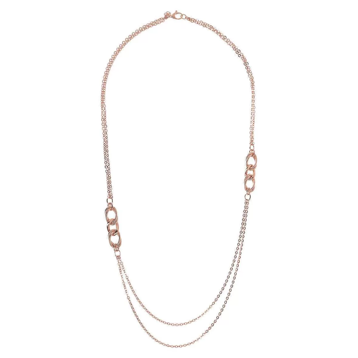Hot Collana Multifilo Con Catena Rolo Ed Elementi Grumetta In Golden Rose Collane