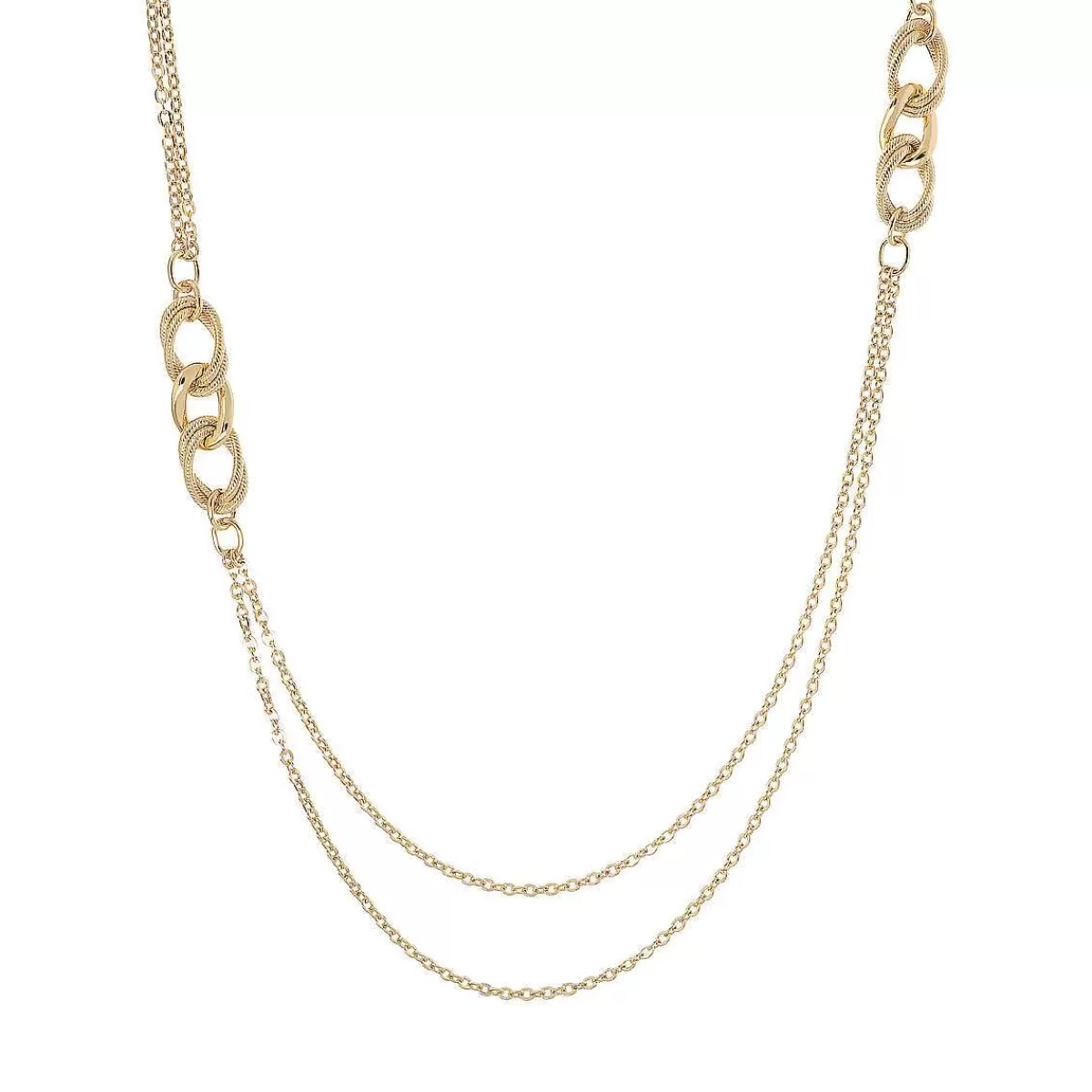 Shop Collana Multifilo Dorata Con Catena Rolo Ed Elementi Grumetta Collane