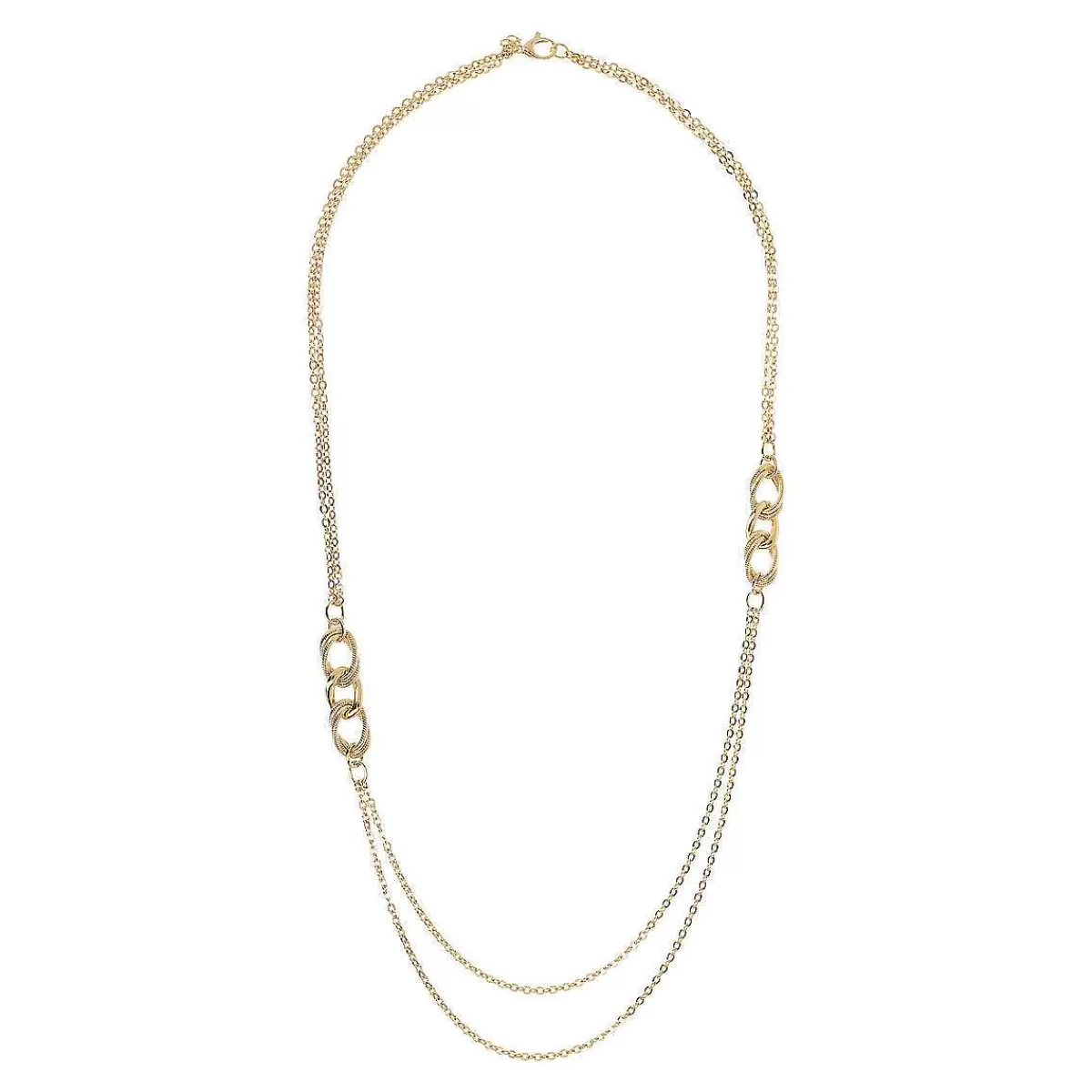 Shop Collana Multifilo Dorata Con Catena Rolo Ed Elementi Grumetta Collane