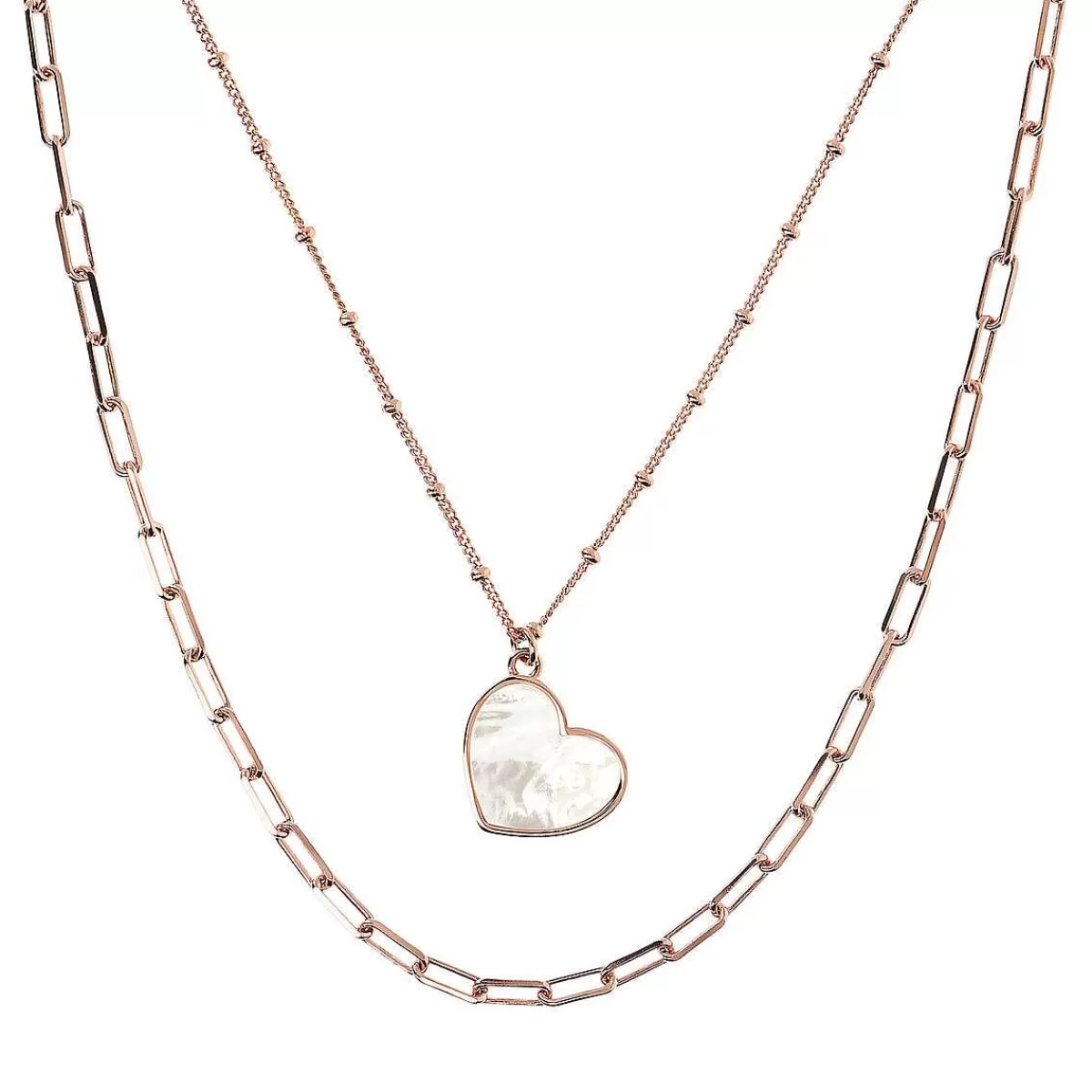 Hot Collana Multifilo Forzatina E Catena Rosario Con Pendente Cuore In Pietra Naturale Collane