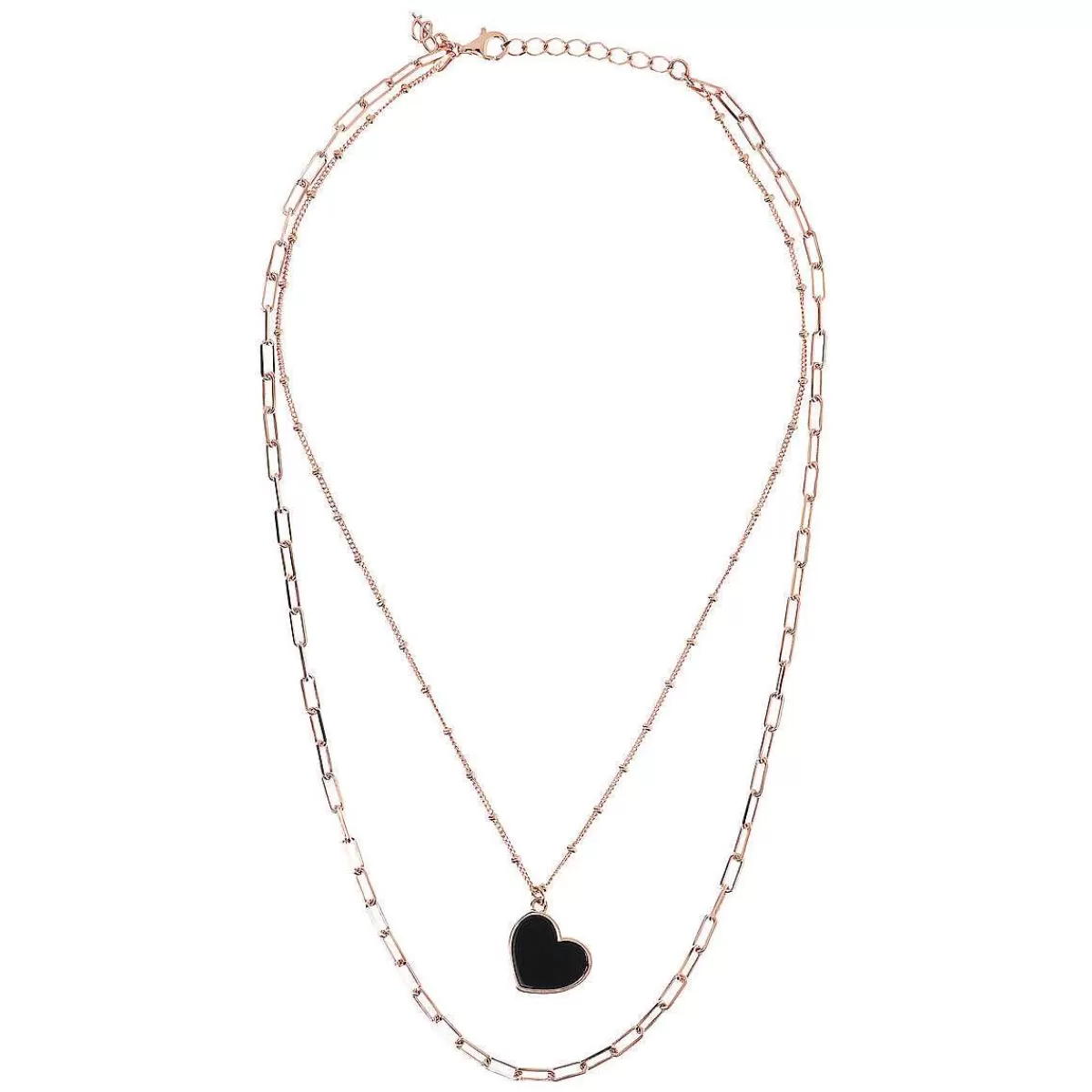 Hot Collana Multifilo Forzatina E Catena Rosario Con Pendente Cuore In Pietra Naturale Collane