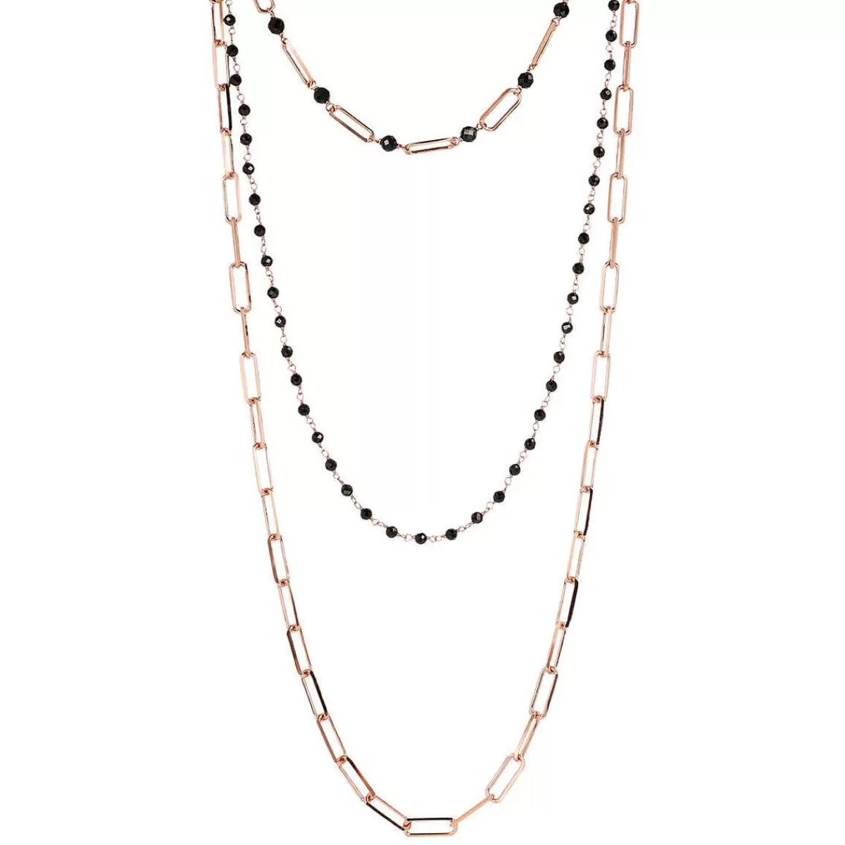 Store Collana Multifilo Graduata Con Catena Rosario E Forzatina E Pietre Naturali Collane