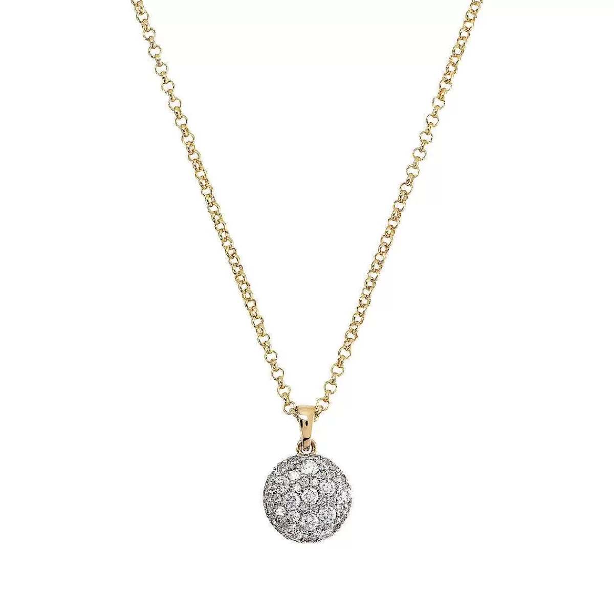 Cheap Collana Rolo' A Catena Dorata Con Pendente Rotondo In Pave Di Zirconi Collane