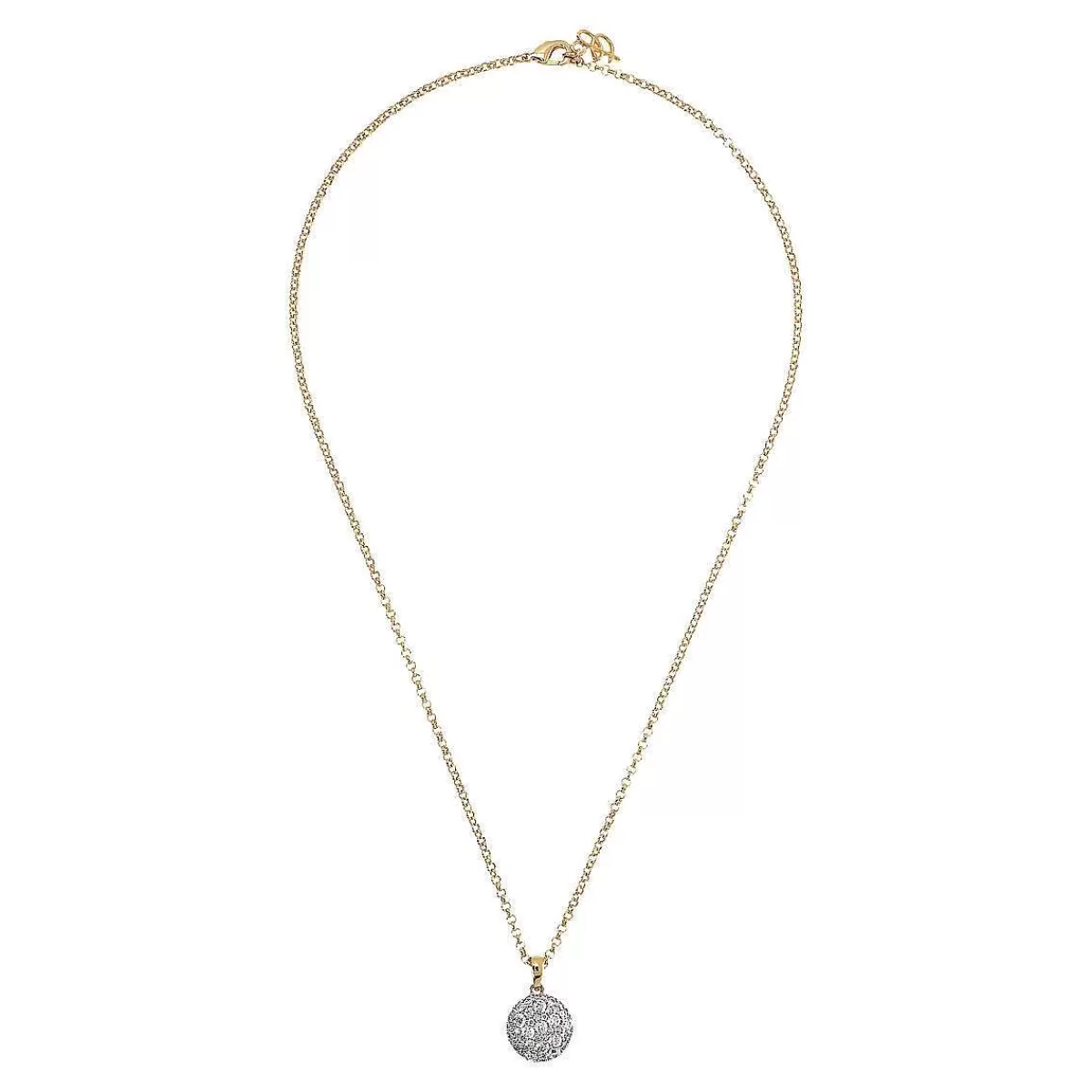 Cheap Collana Rolo' A Catena Dorata Con Pendente Rotondo In Pave Di Zirconi Collane