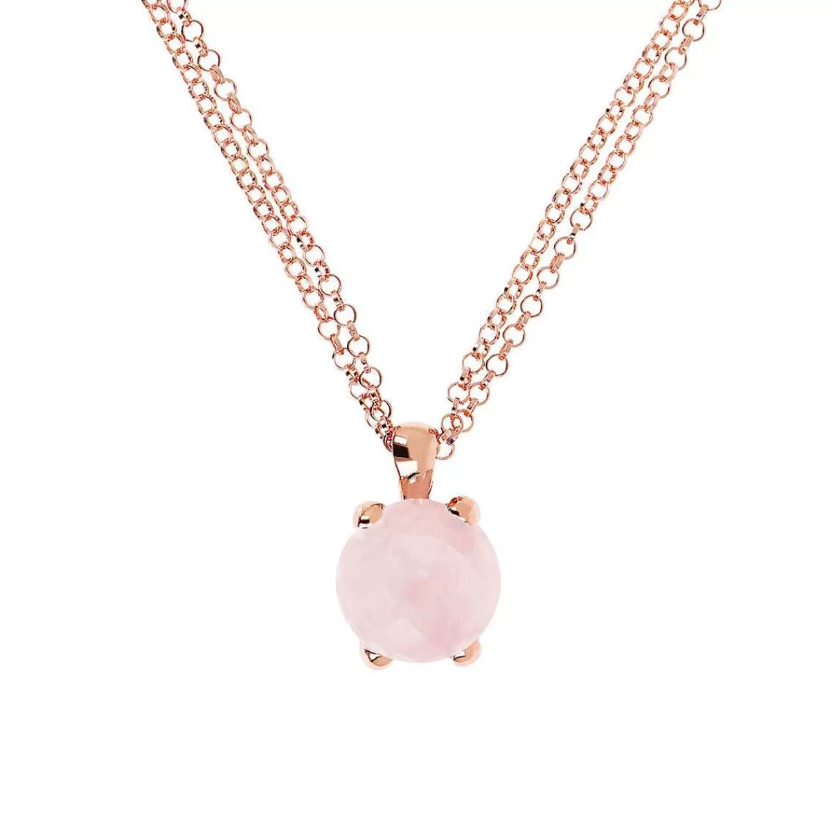 Store Collana Rolo A Doppia Catena Con Pendente Tondo In Pietra Naturale Collane