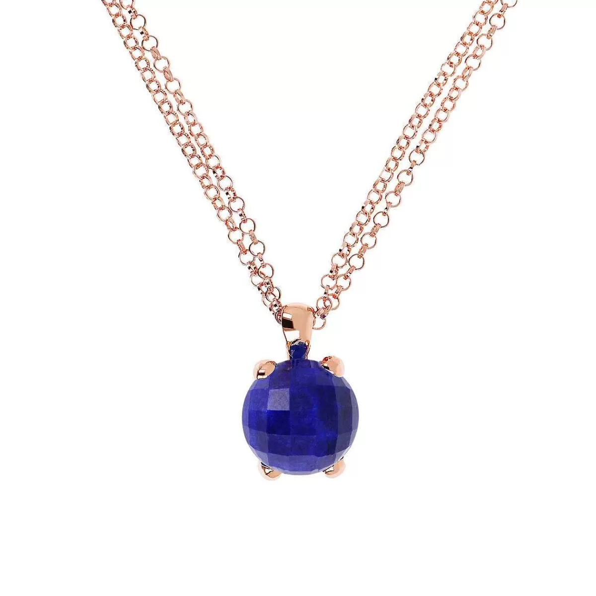 Store Collana Rolo A Doppia Catena Con Pendente Tondo In Pietra Naturale Collane