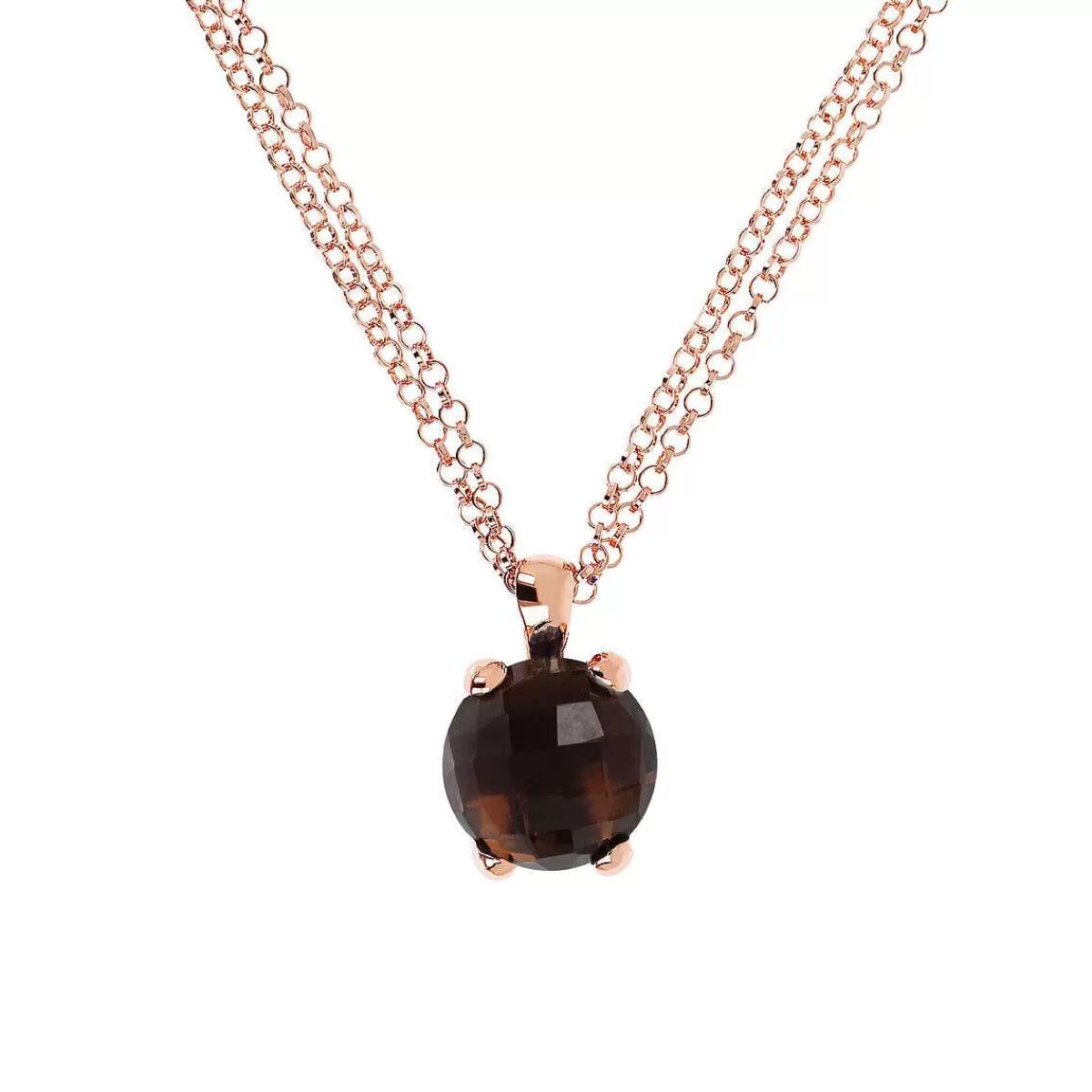 Store Collana Rolo A Doppia Catena Con Pendente Tondo In Pietra Naturale Collane