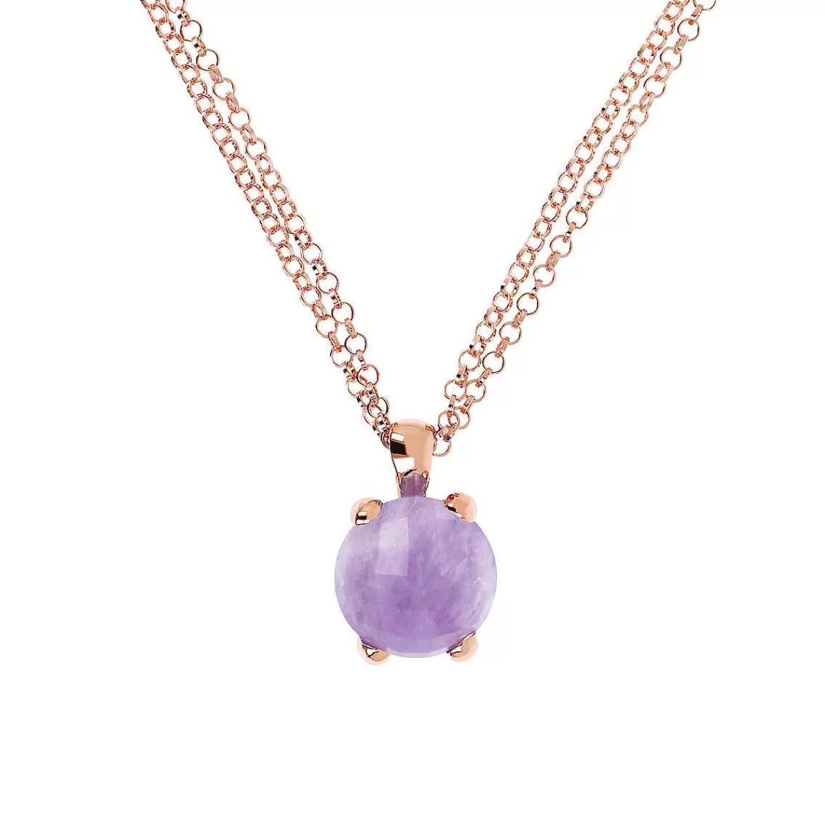 Store Collana Rolo A Doppia Catena Con Pendente Tondo In Pietra Naturale Collane