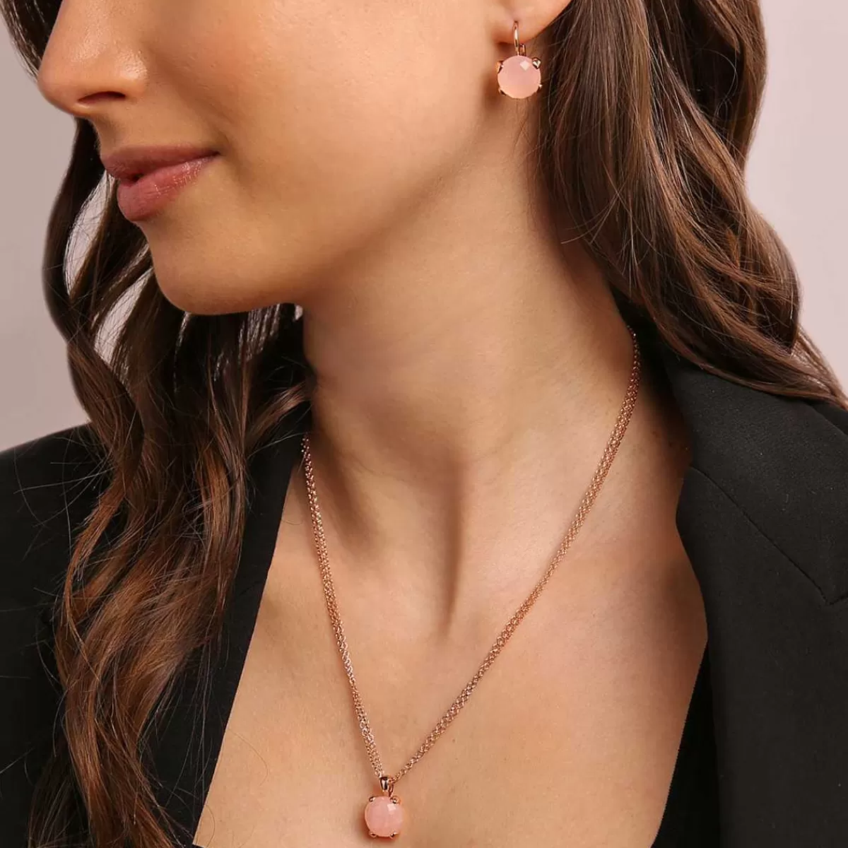 Store Collana Rolo A Doppia Catena Con Pendente Tondo In Pietra Naturale Collane