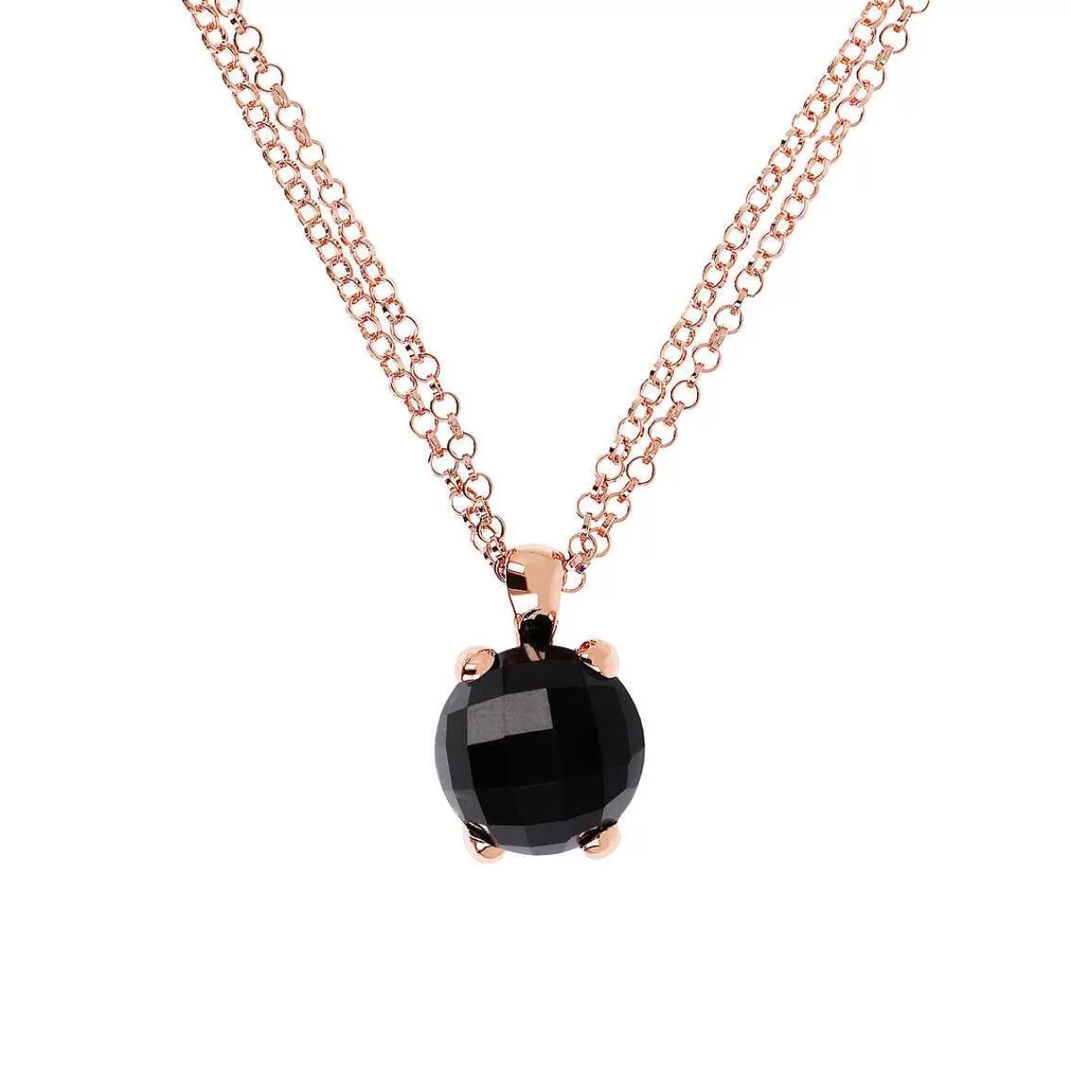 Store Collana Rolo A Doppia Catena Con Pendente Tondo In Pietra Naturale Collane