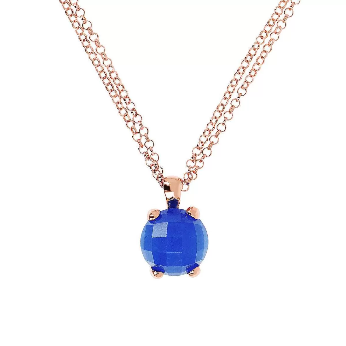 Store Collana Rolo A Doppia Catena Con Pendente Tondo In Pietra Naturale Collane