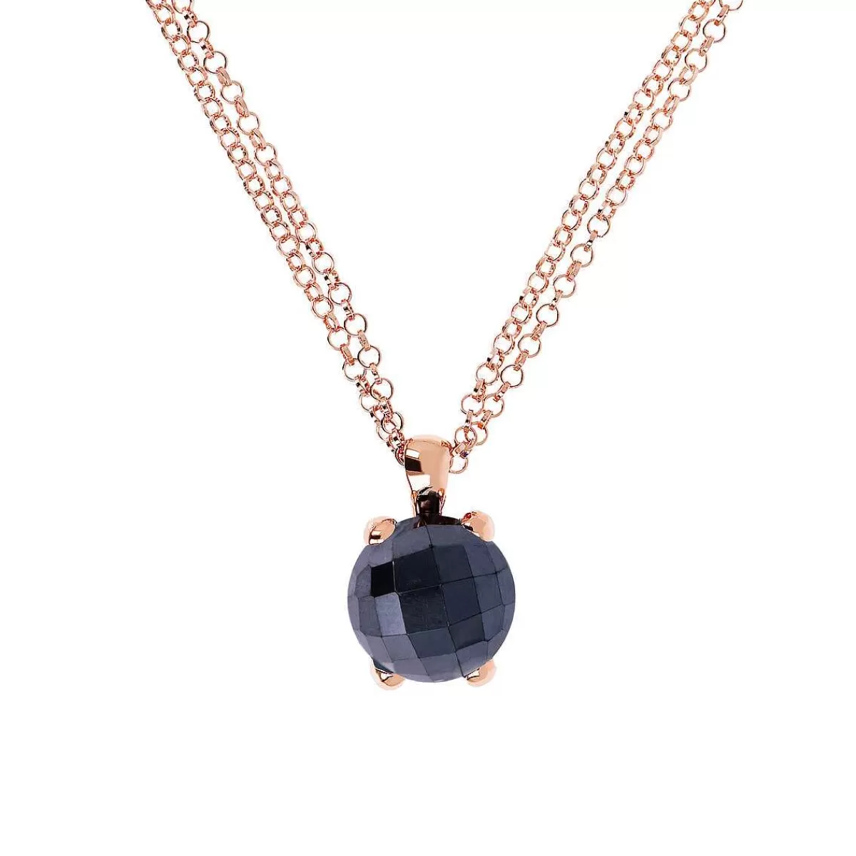 Store Collana Rolo A Doppia Catena Con Pendente Tondo In Pietra Naturale Collane