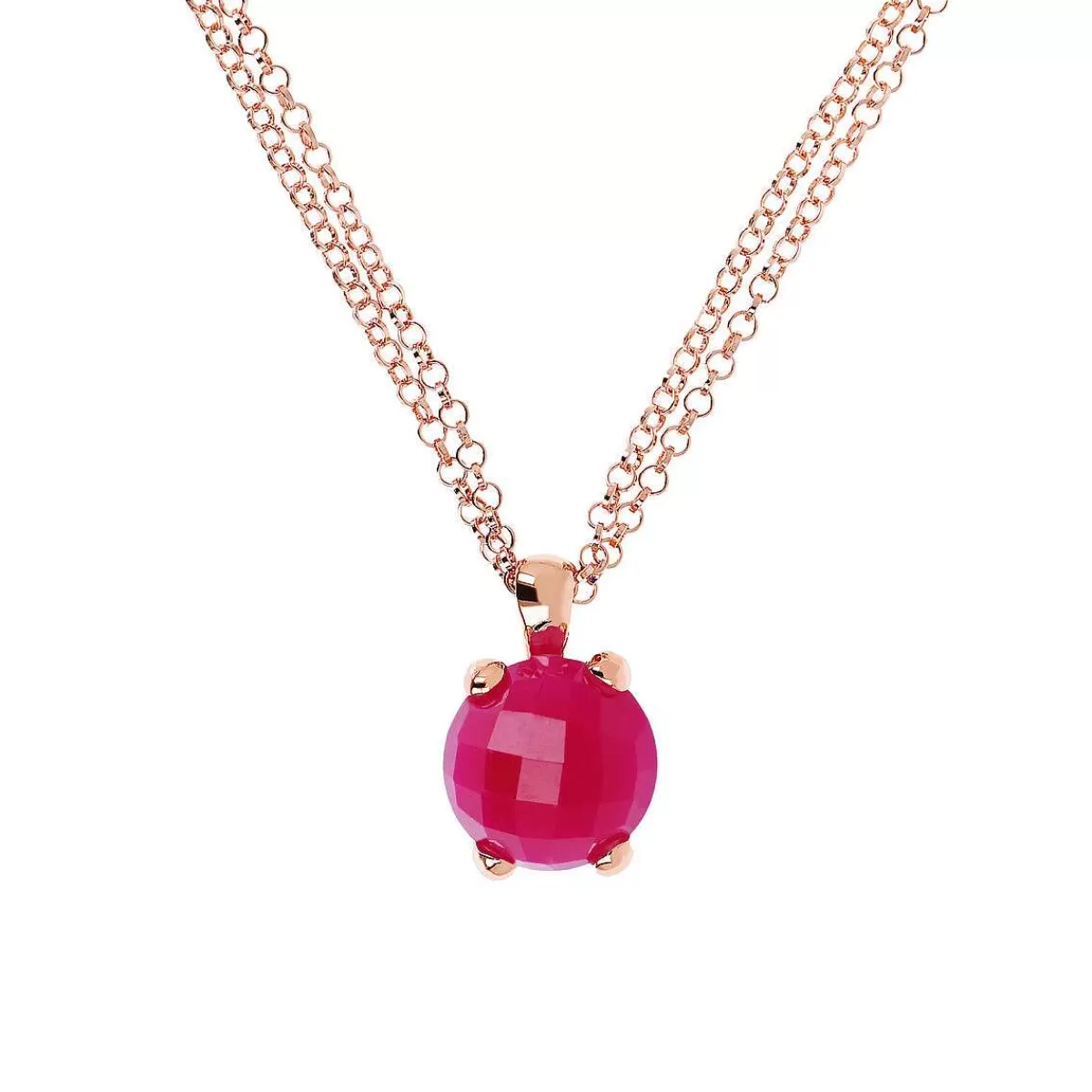Store Collana Rolo A Doppia Catena Con Pendente Tondo In Pietra Naturale Collane