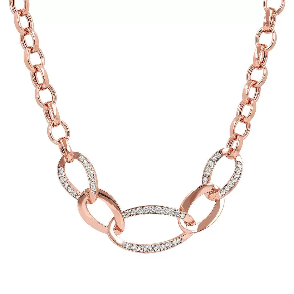 Cheap Collana Rolo Chain E Maglie Ovali Pave In Zirconi Collane