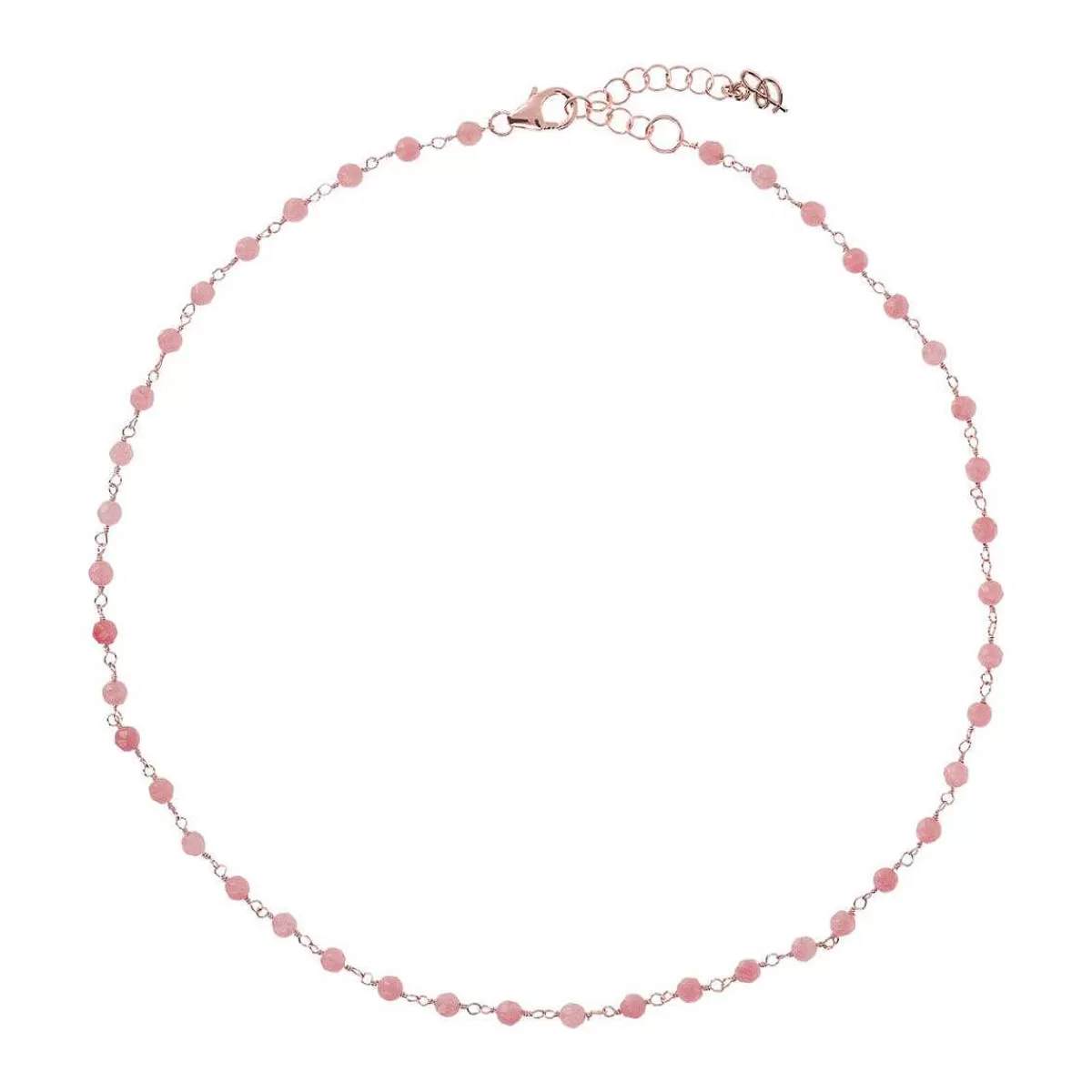 Clearance Collana Rosario Con Pietra Naturale Quarzite Rosa Collane