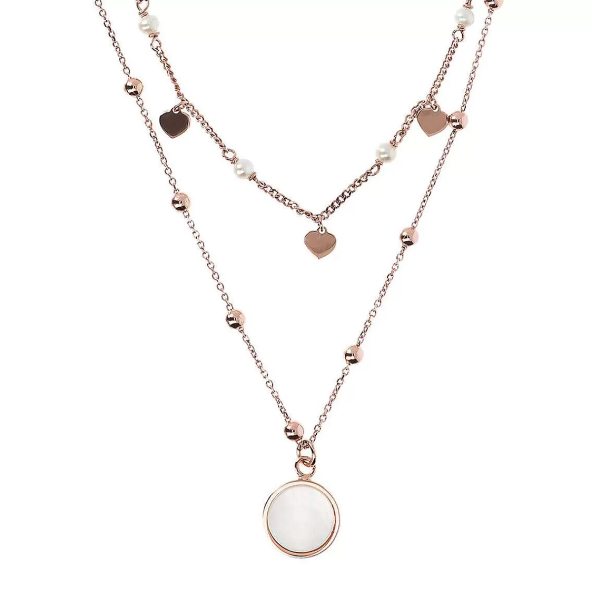 Cheap Collana Rosario Doppio Multifilo Con Pendente In Pietra Naturale Piatta Collane
