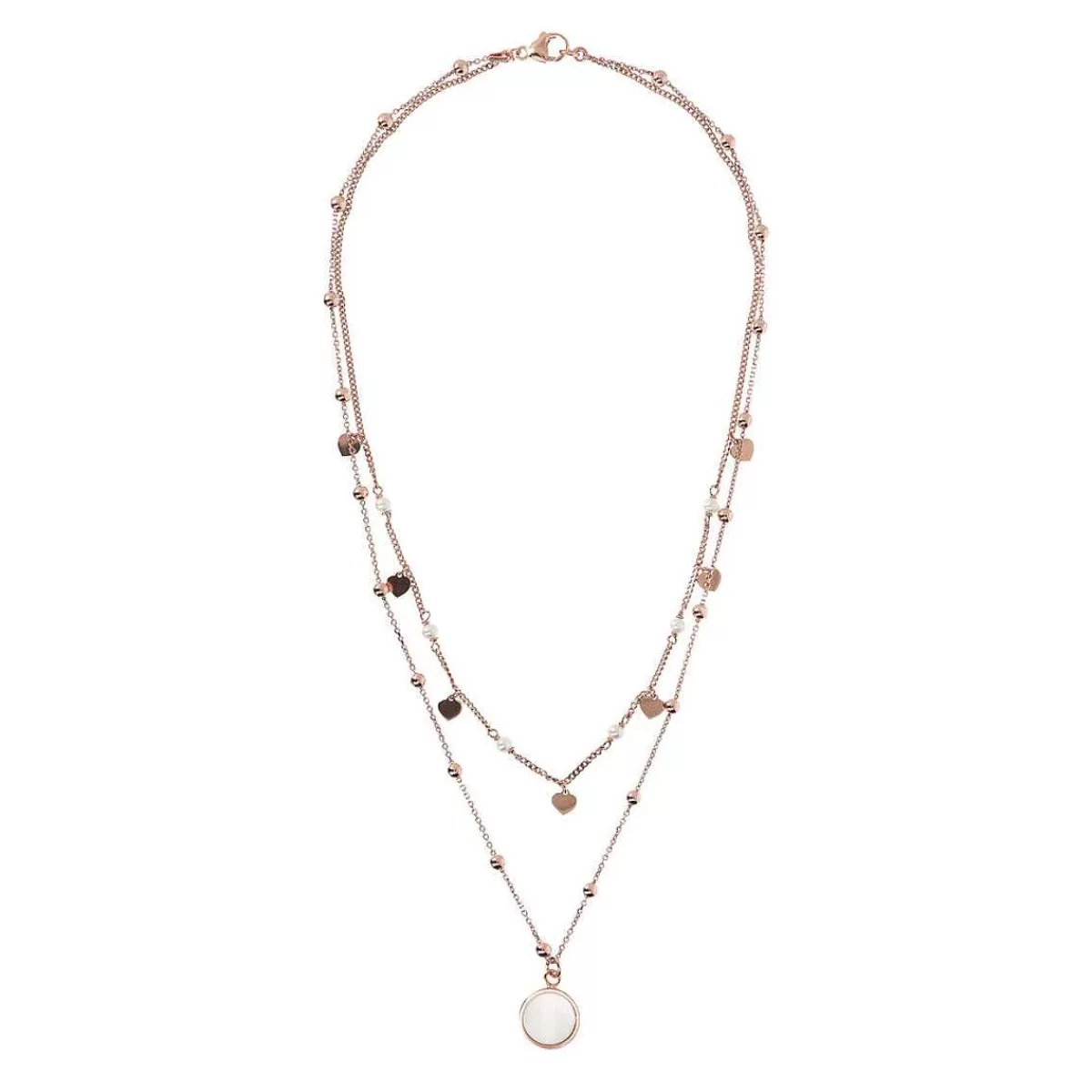 Cheap Collana Rosario Doppio Multifilo Con Pendente In Pietra Naturale Piatta Collane