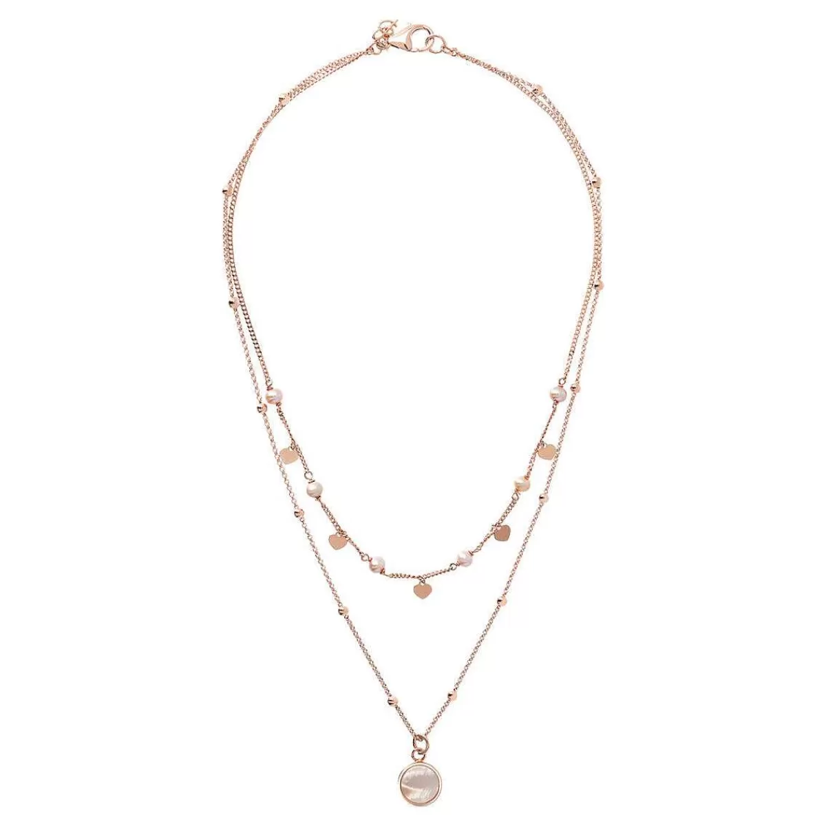 Cheap Collana Rosario Doppio Multifilo Con Pendente In Pietra Naturale Piatta Collane