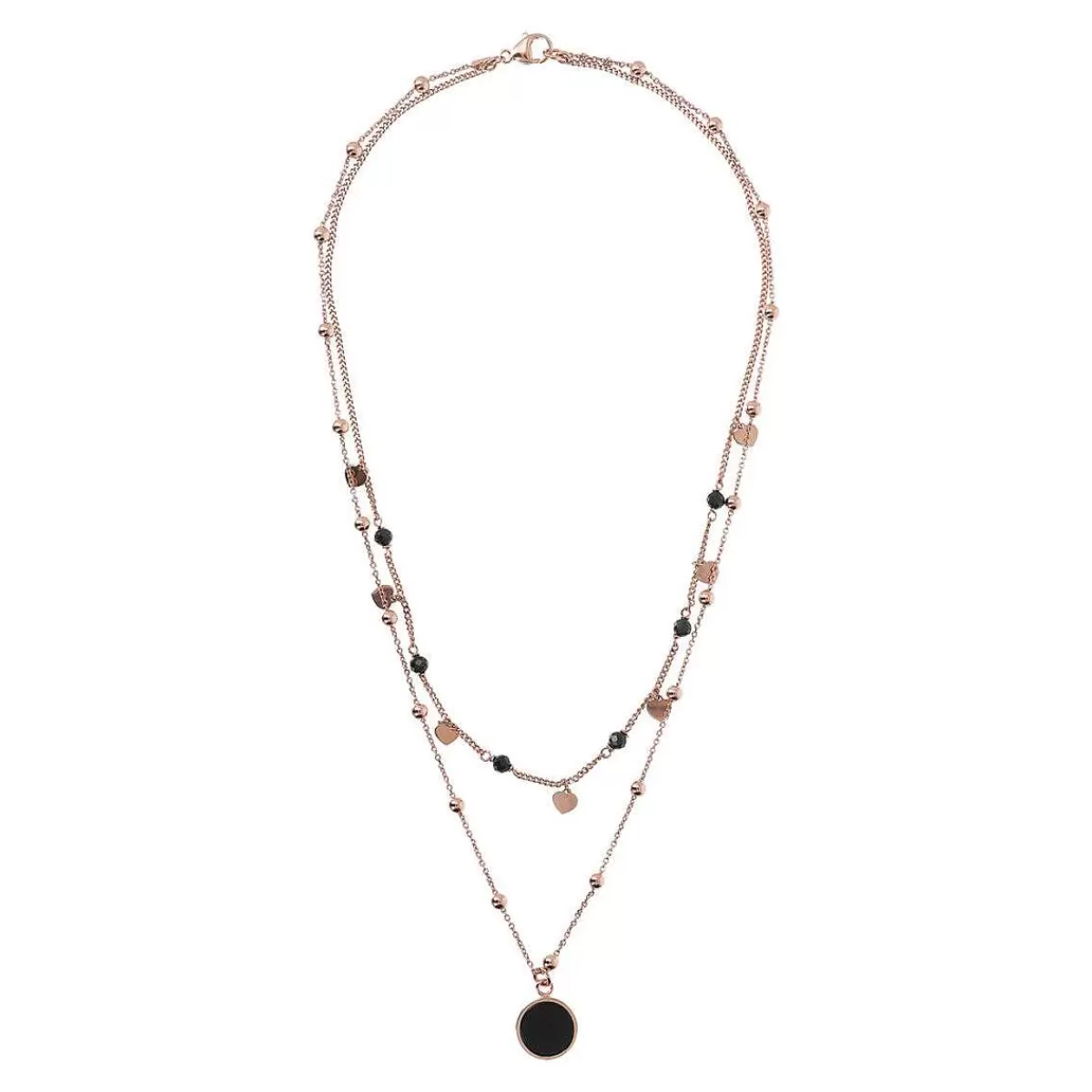 Cheap Collana Rosario Doppio Multifilo Con Pendente In Pietra Naturale Piatta Collane