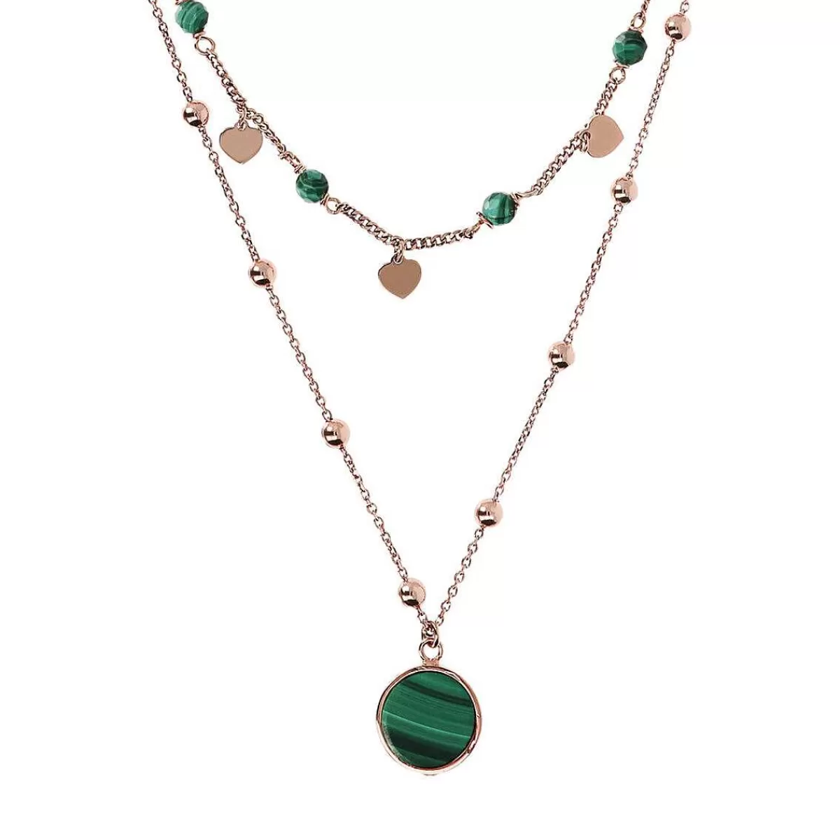 Cheap Collana Rosario Doppio Multifilo Con Pendente In Pietra Naturale Piatta Collane