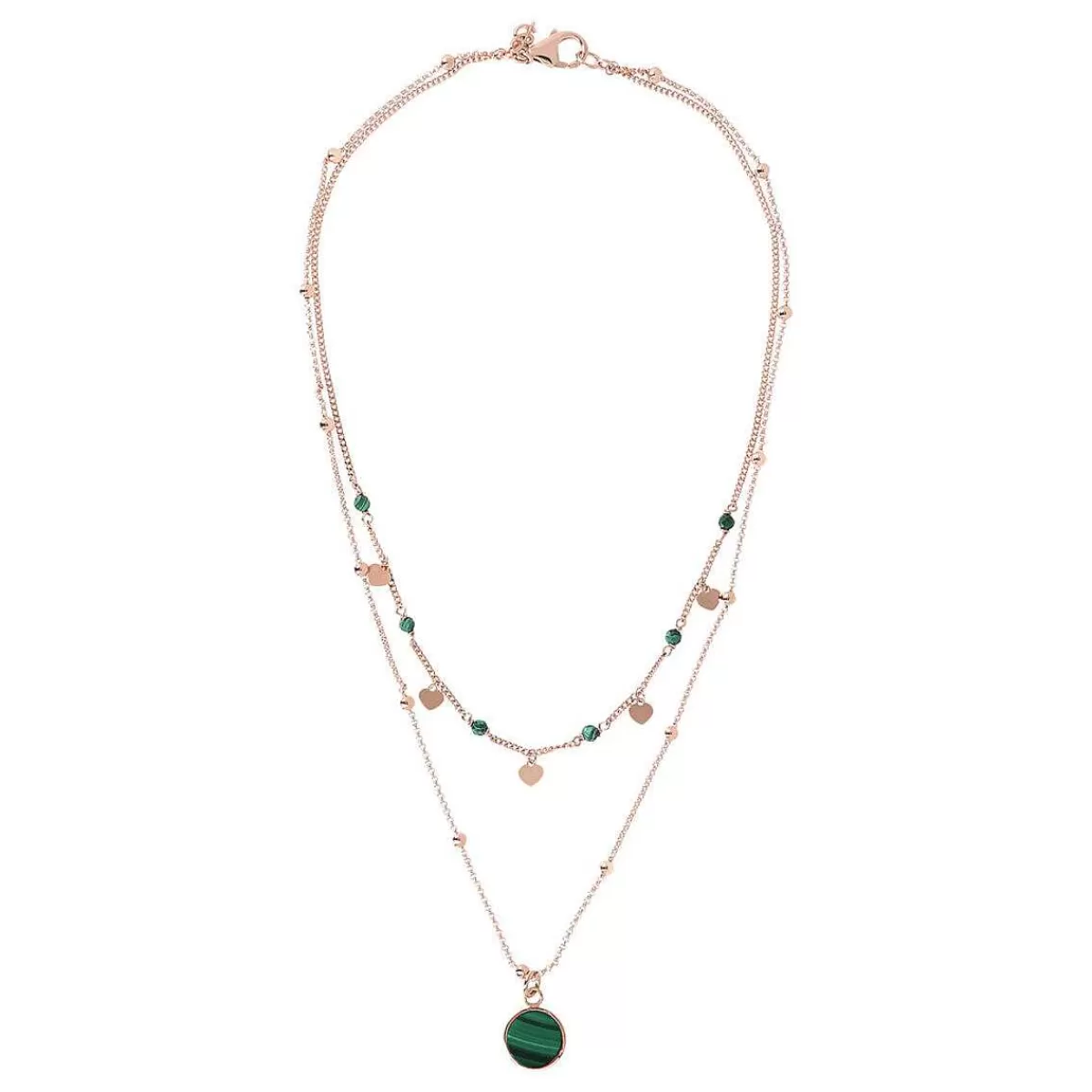 Cheap Collana Rosario Doppio Multifilo Con Pendente In Pietra Naturale Piatta Collane