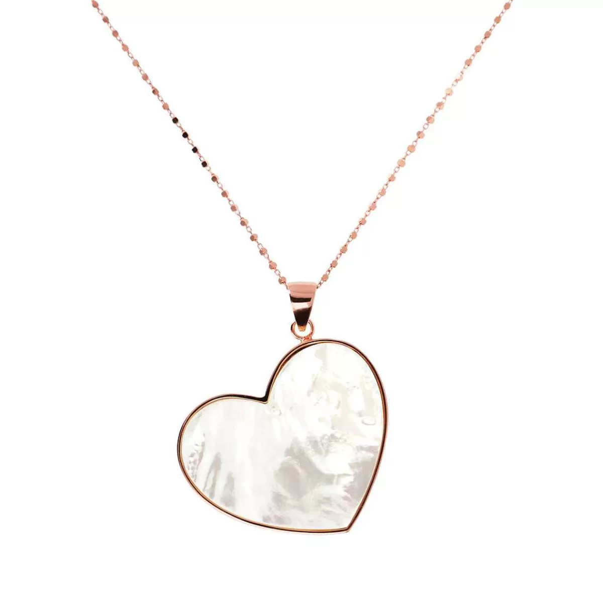 Sale Collana Rosario Lunga Con Pendente Cuore Grande In Pietra Naturale Collane
