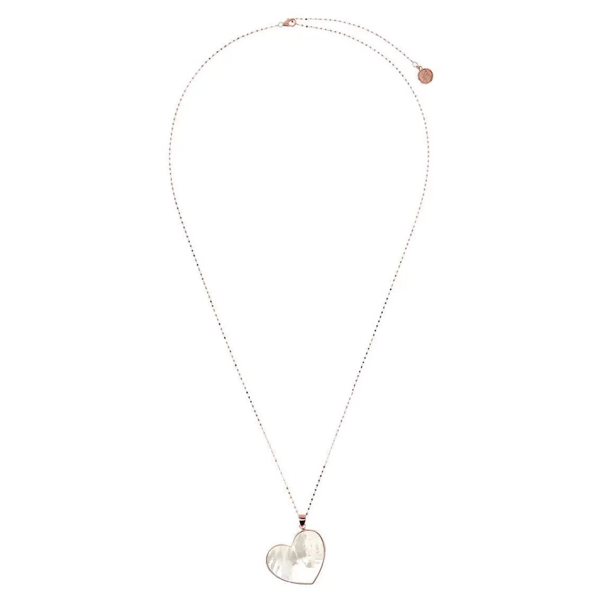 Sale Collana Rosario Lunga Con Pendente Cuore Grande In Pietra Naturale Collane