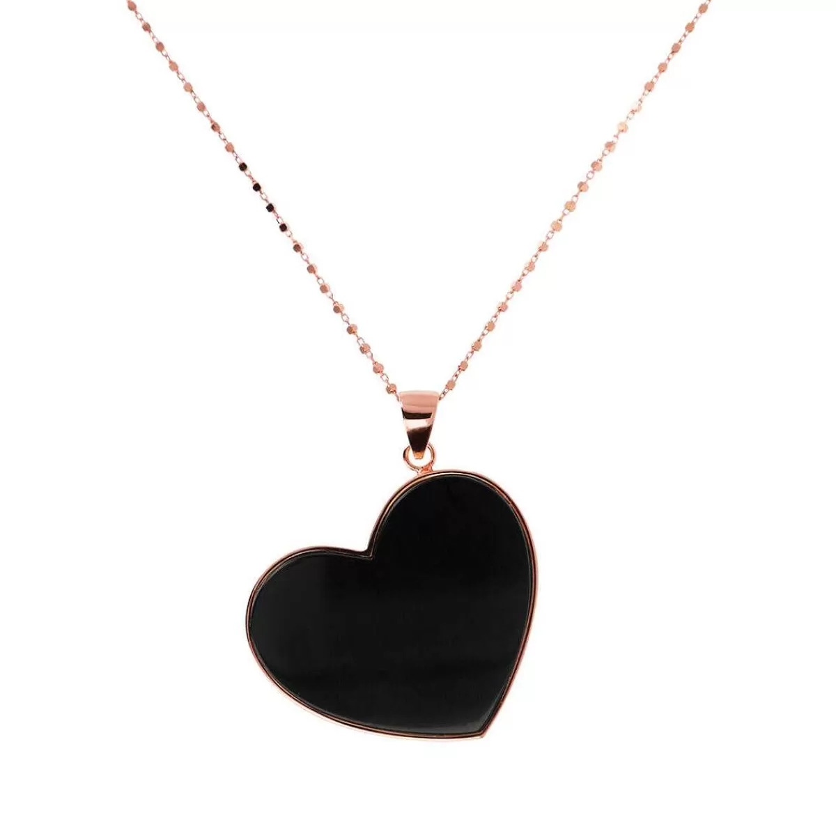Sale Collana Rosario Lunga Con Pendente Cuore Grande In Pietra Naturale Collane