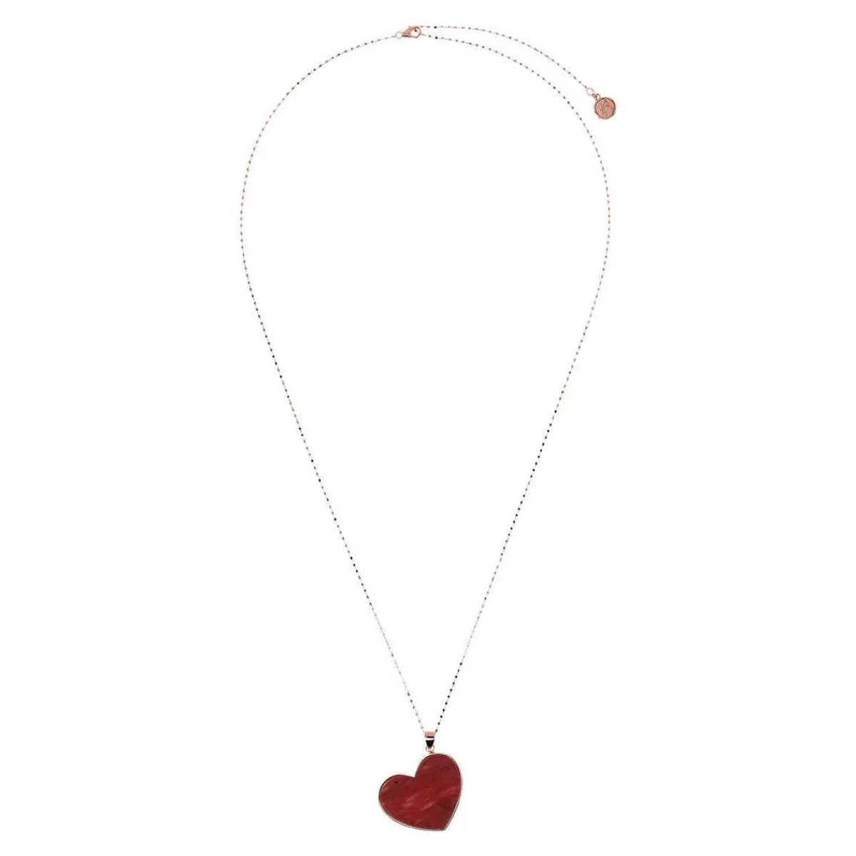 Sale Collana Rosario Lunga Con Pendente Cuore Grande In Pietra Naturale Collane