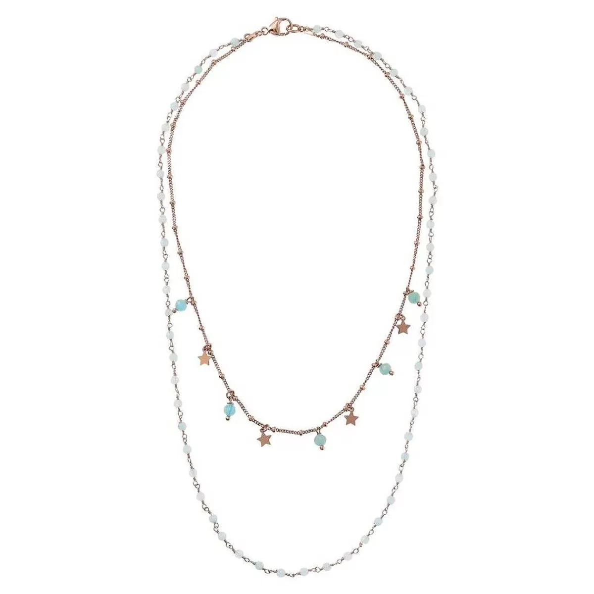 Outlet Collana Rosario Multifilo Con Sfere E Stelle In Pietra Naturale Collane