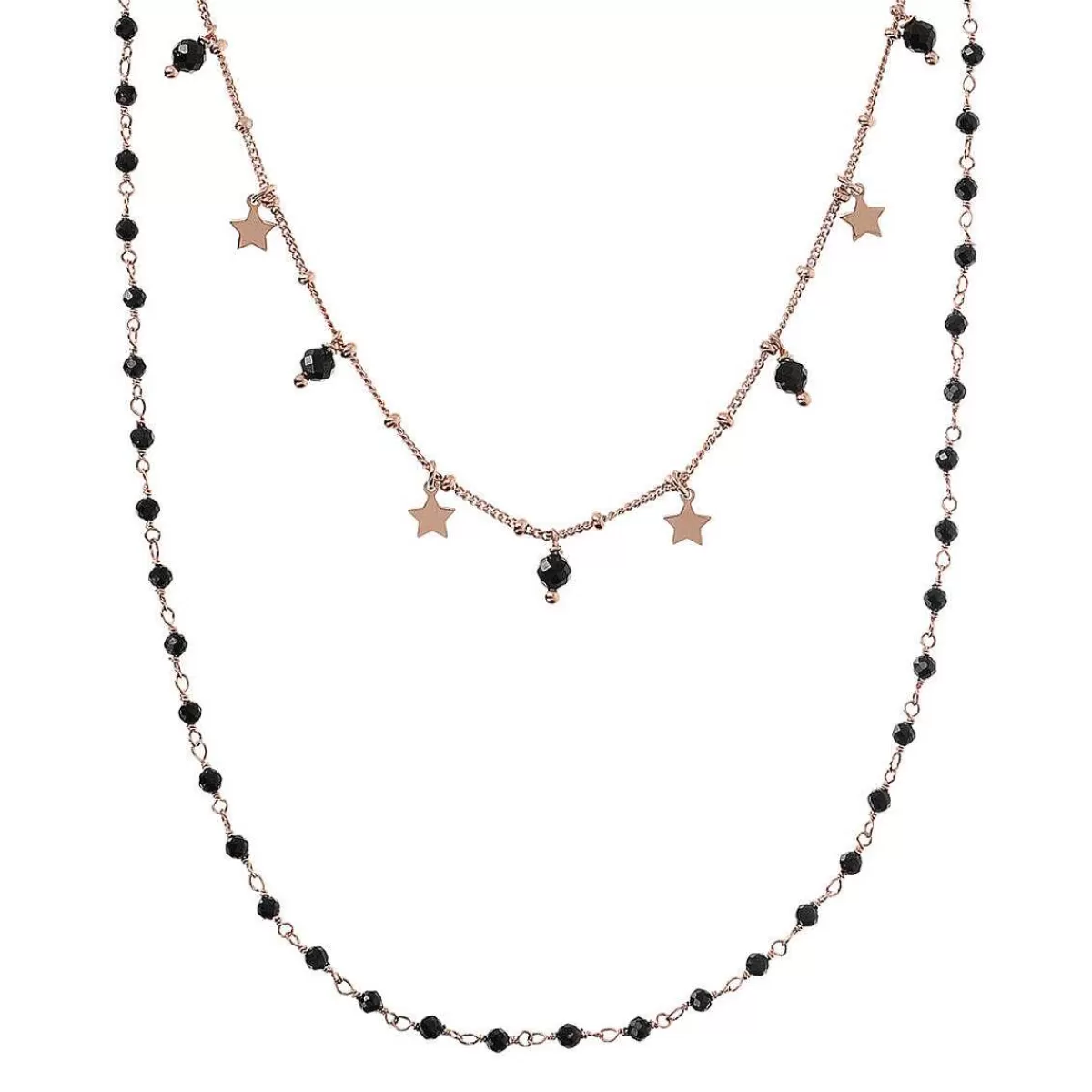 Outlet Collana Rosario Multifilo Con Sfere E Stelle In Pietra Naturale Collane