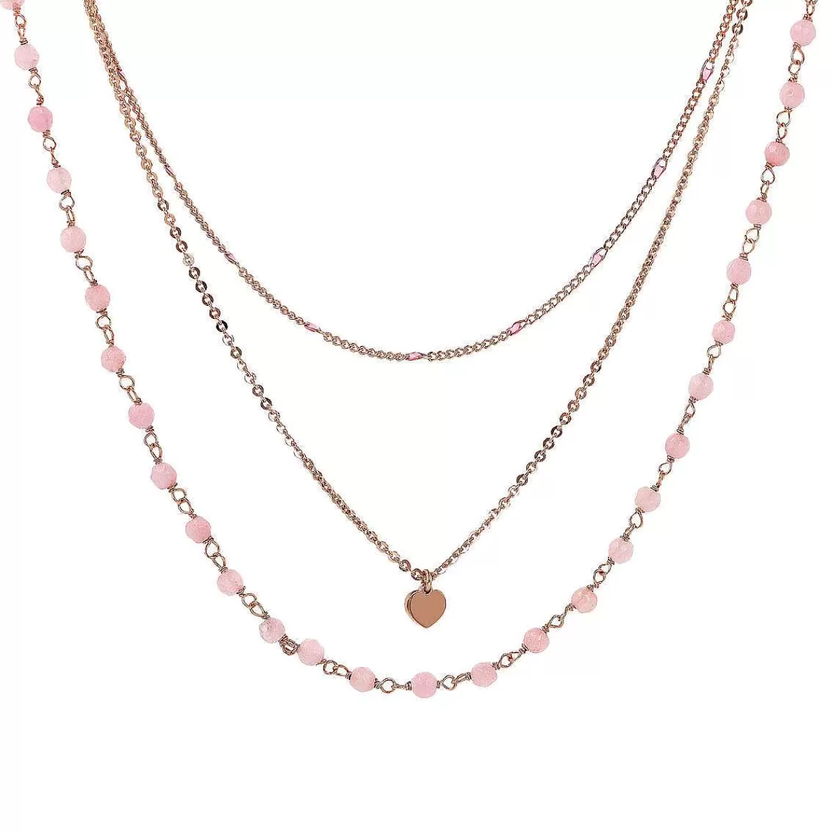 Outlet Collana Rosario Multifilo Graduato Con Smalto E Pendente Cuore Collane