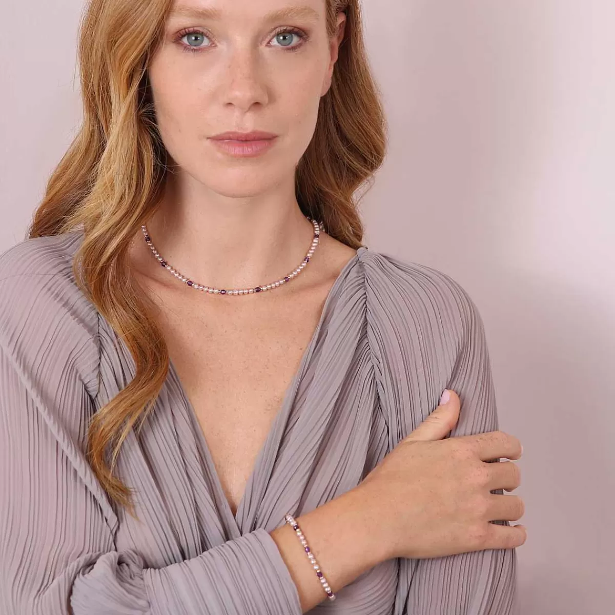Flash Sale Collana Rotonda Con Pietre Naturali E Perle Di Acqua Dolce O 4/5 Mm Collane