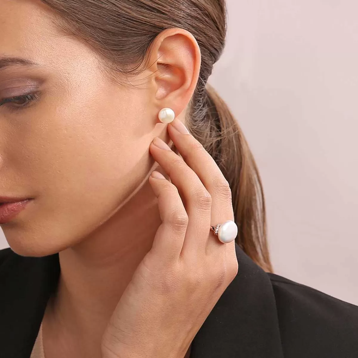 Sale Orecchini A Bottone Con Perle Coltivate D'Acqua Dolce Bianche O 10 Mm Orecchini