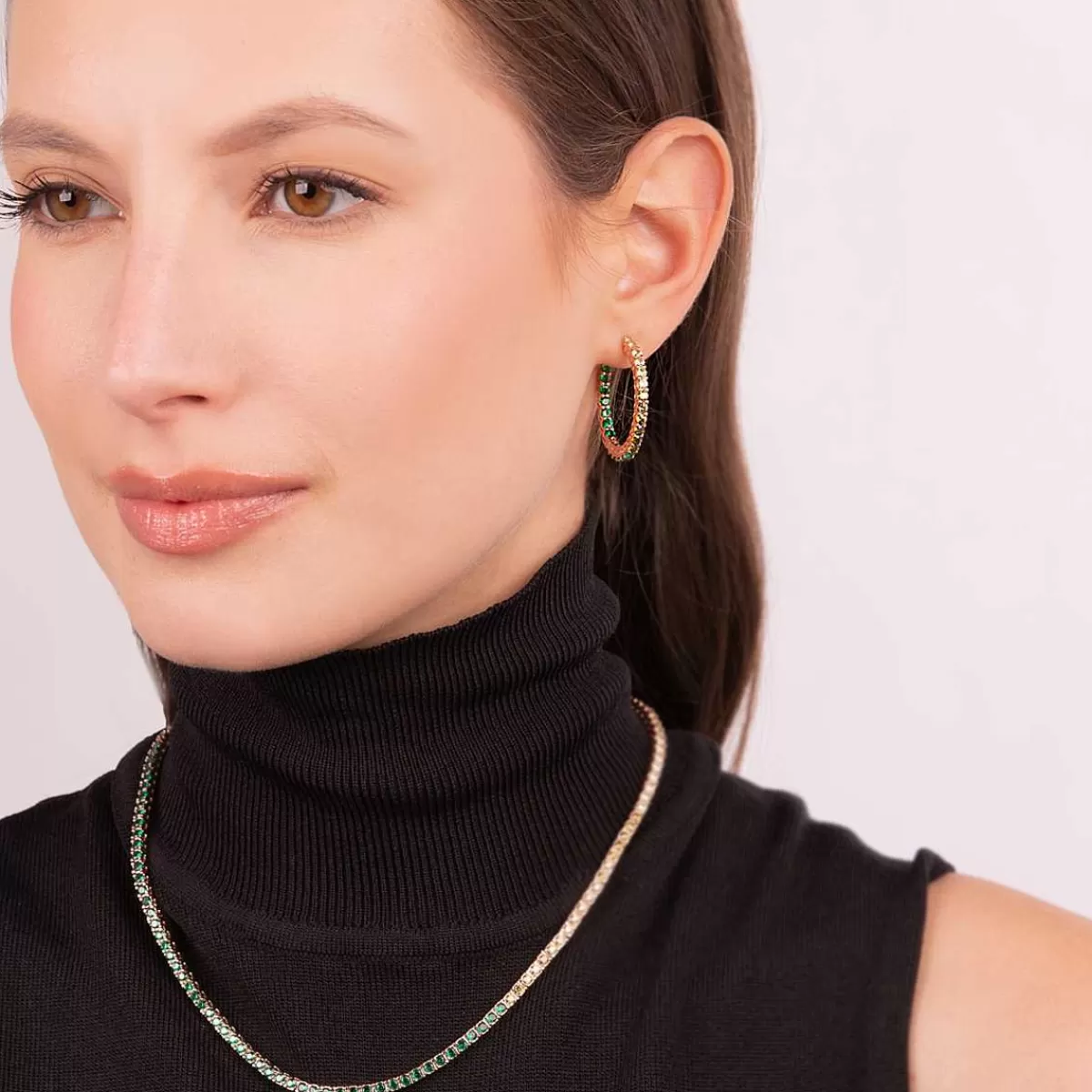 Hot Orecchini A Cerchio Grandi Con Cubic Zirconia Effetto Degrade Orecchini