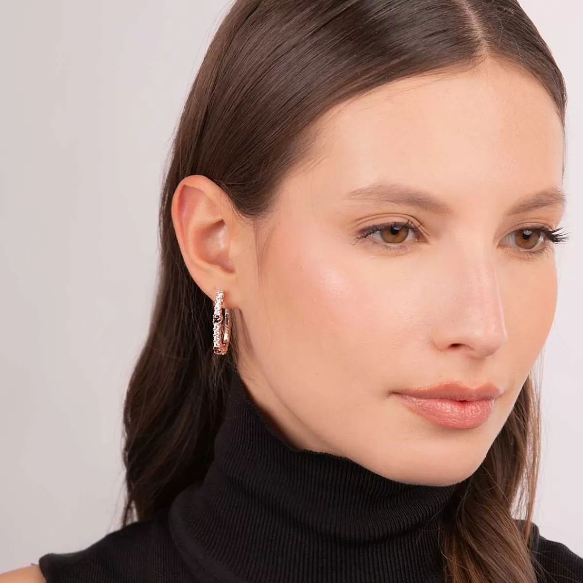 Flash Sale Orecchini A Cerchio Ovali Bicolore Con Zirconi Orecchini