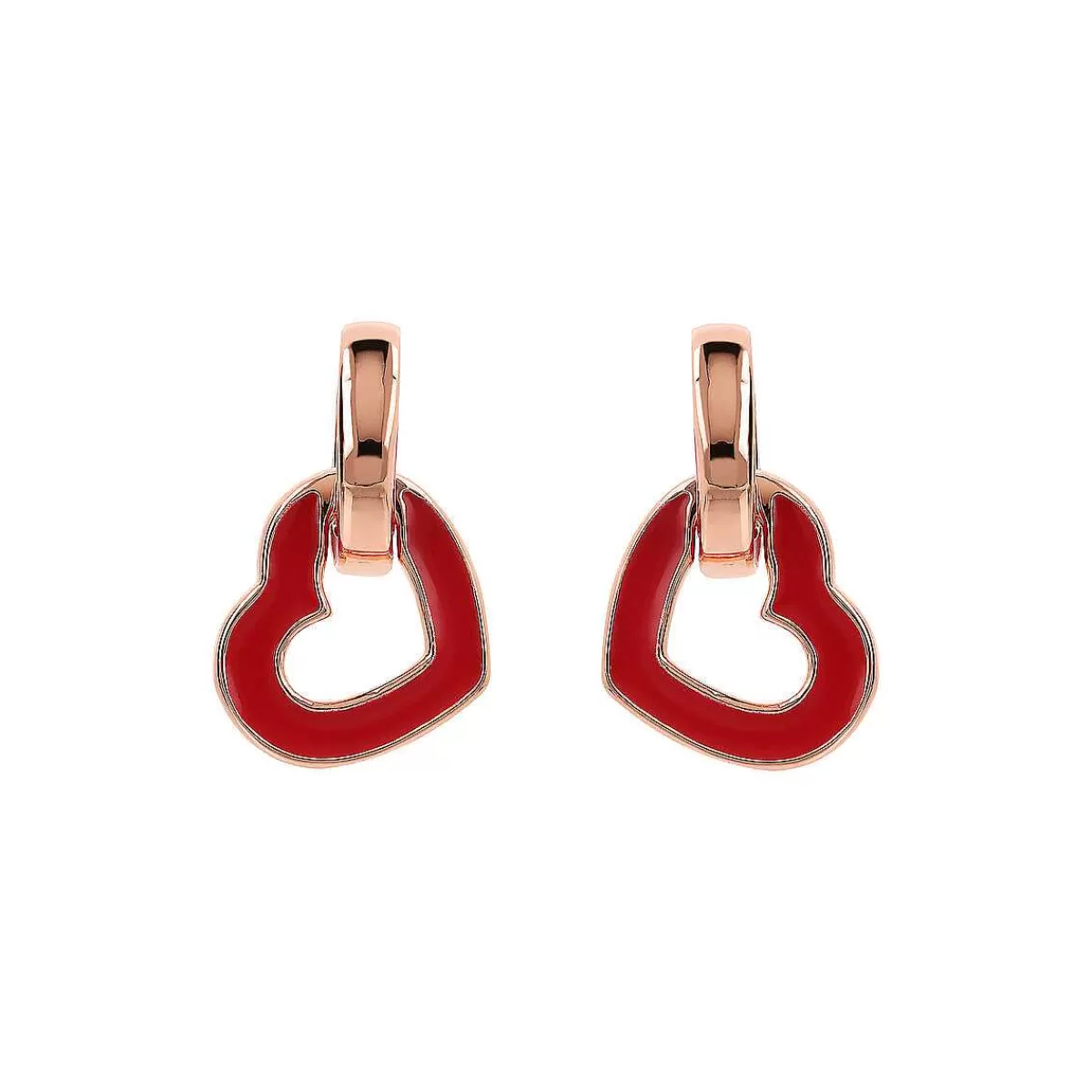 Hot Orecchini A Doppia Maglia Smaltata Con Cuore E Ovale Orecchini
