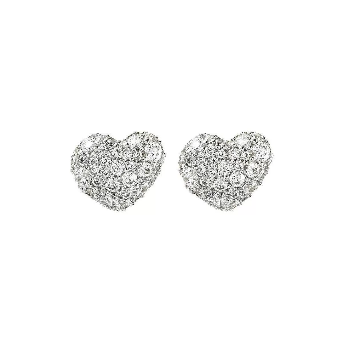 Clearance Orecchini A Perno Cuore Dorato Con Pave Di Cubic Zirconia Orecchini