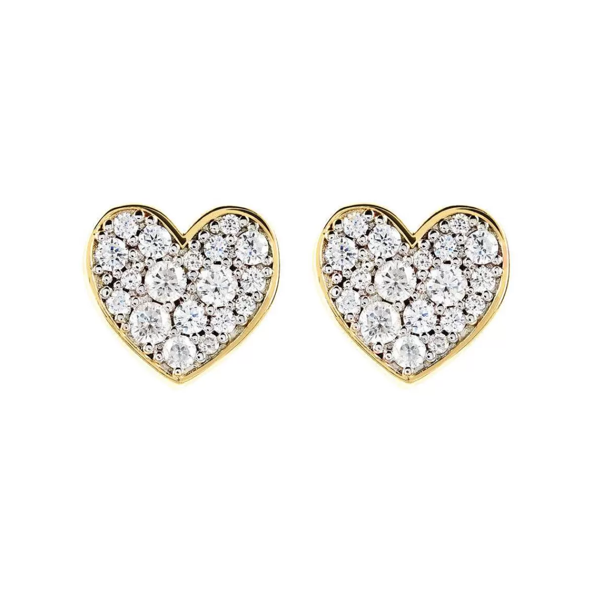 Cheap Orecchini A Perno Cuore Dorato Con Pave Di Cubic Zirconia Orecchini