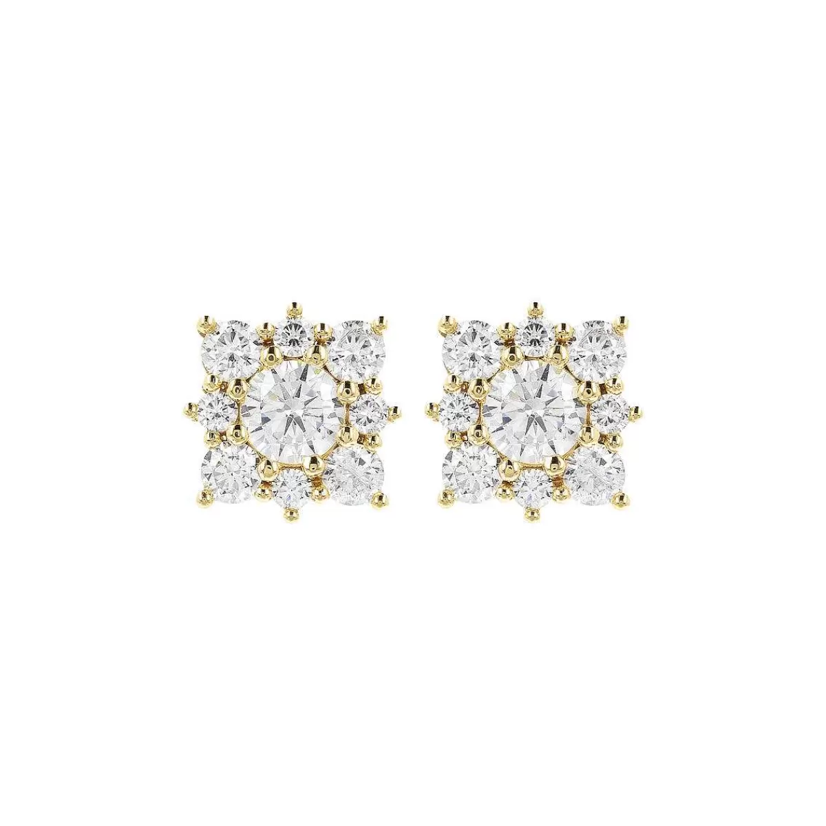 Best Sale Orecchini Dorati A Lobo Con Fiore Di Zirconi Orecchini