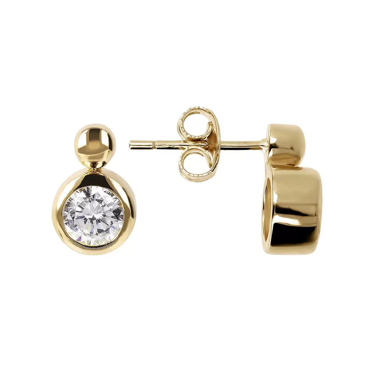 Best Orecchini Dorati Da Lobo Con Punto Luce In Cubic Zirconia Orecchini