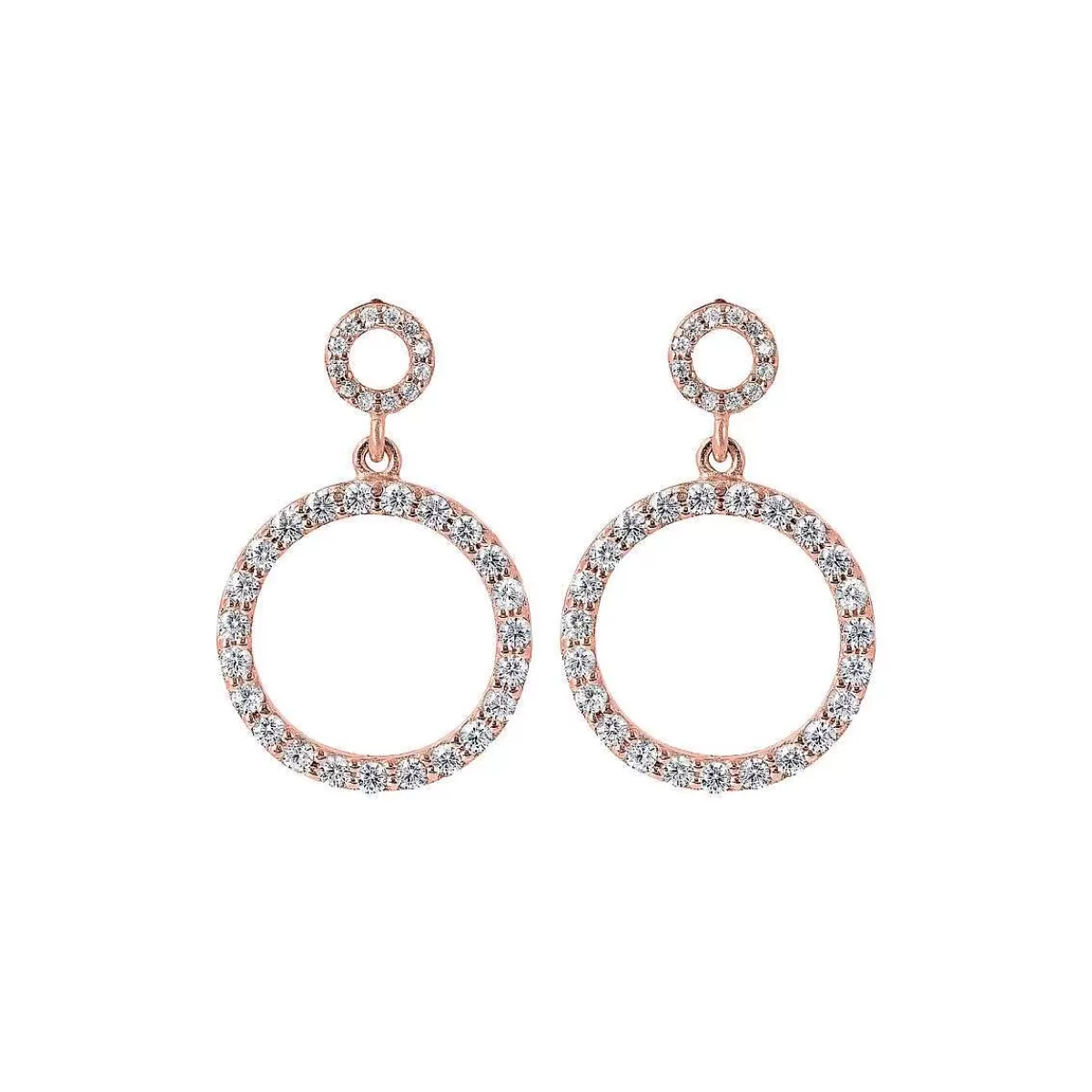 Outlet Orecchini Pendenti A Cerchio Doppio Graduato Con Pave Di Cubic Zirconia Orecchini