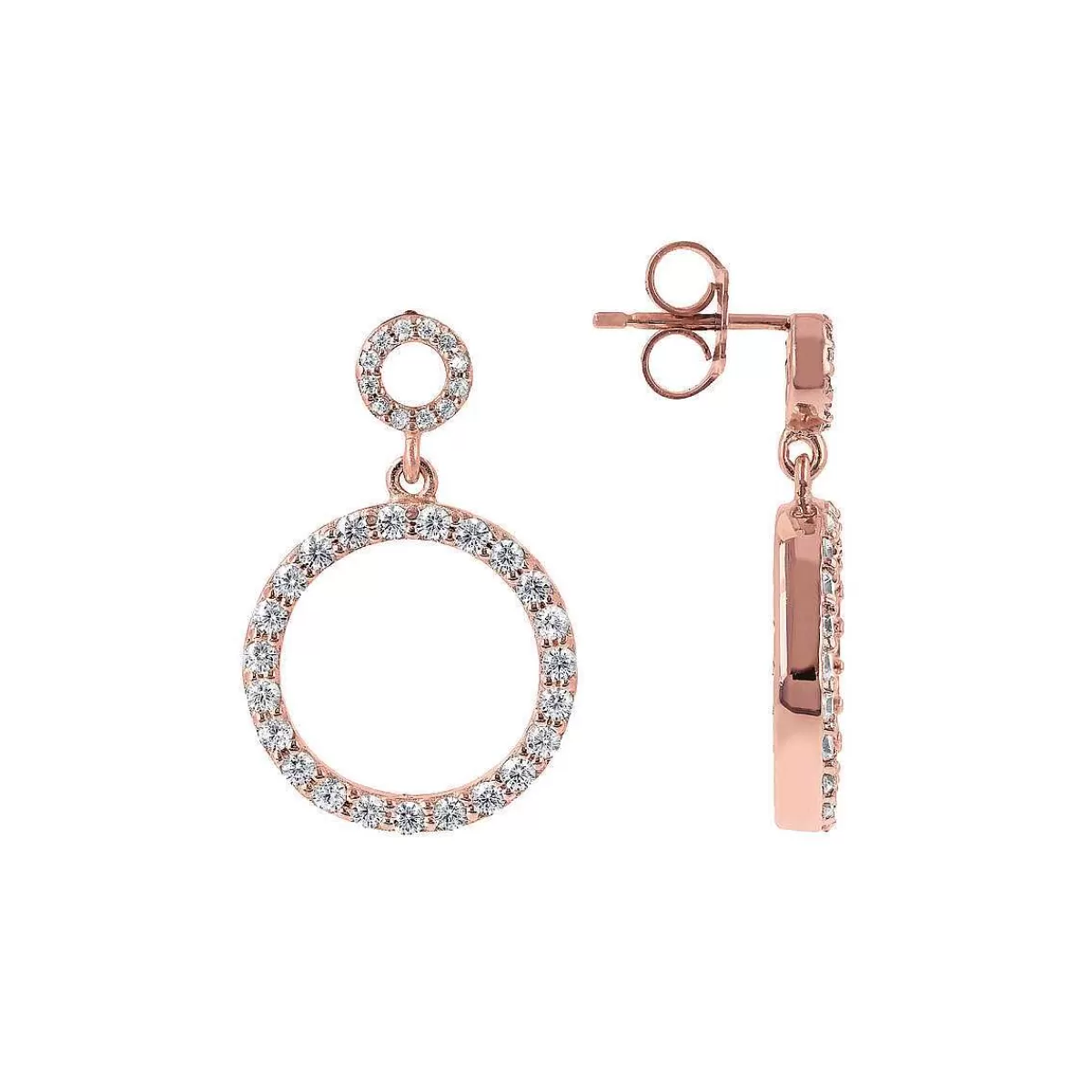 Outlet Orecchini Pendenti A Cerchio Doppio Graduato Con Pave Di Cubic Zirconia Orecchini