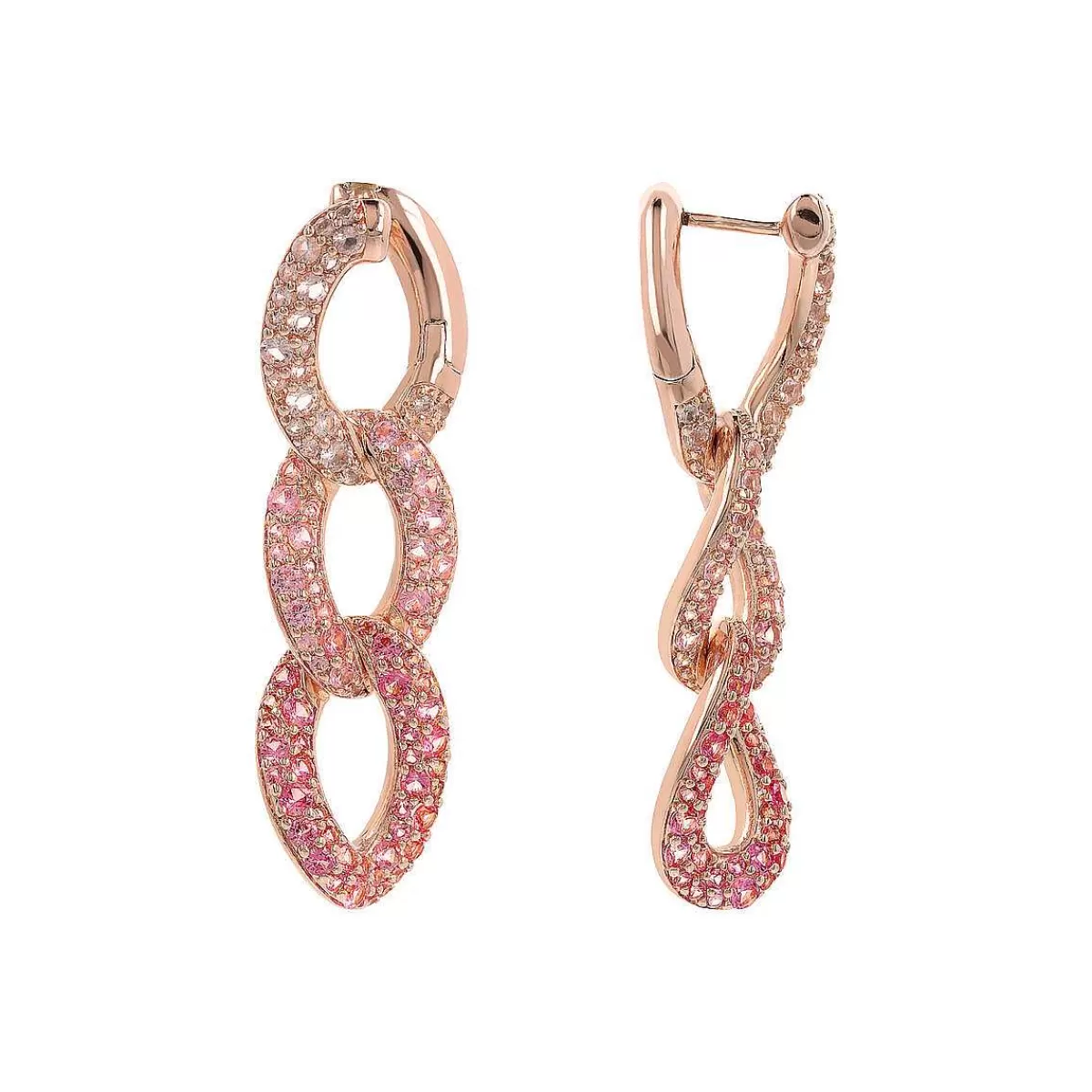 Hot Orecchini Pendenti Catena Grumetta Con Pave Di Cubic Zirconia Orecchini