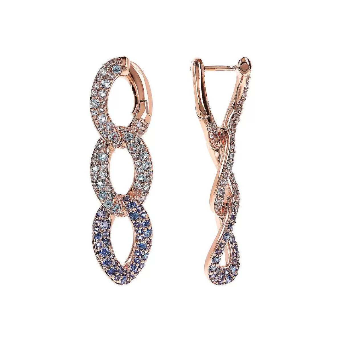 Hot Orecchini Pendenti Catena Grumetta Con Pave Di Cubic Zirconia Orecchini